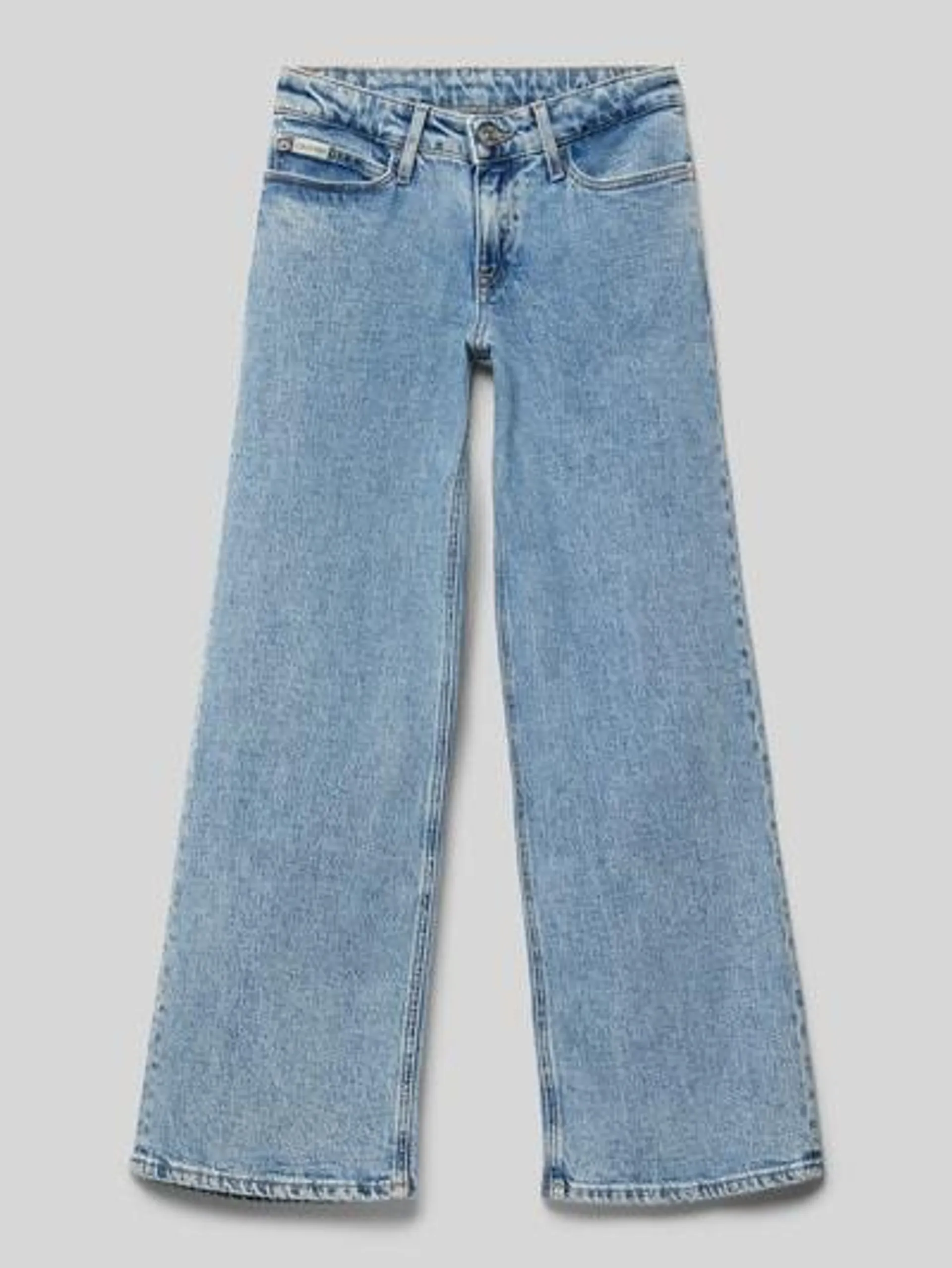 Wide Leg Jeans mit Label-Detail in blau