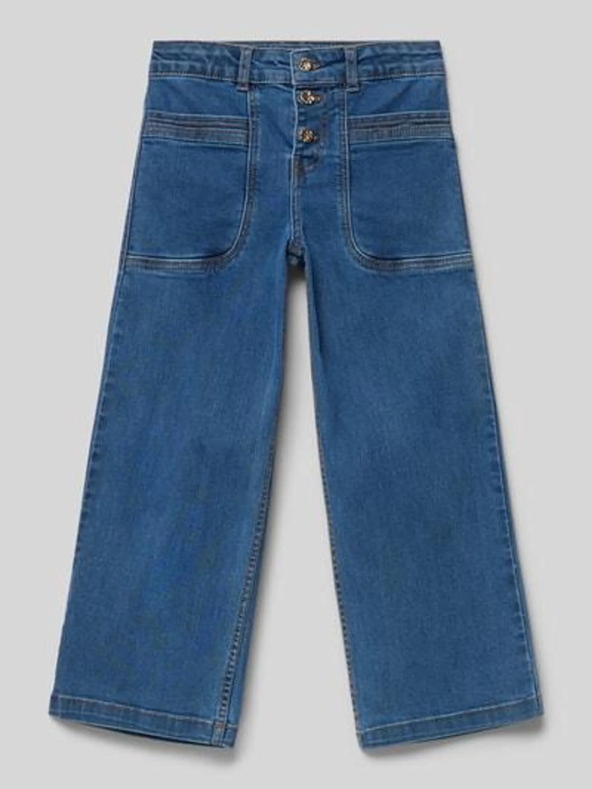 Straight Leg Jeans mit Ziernähten in blau