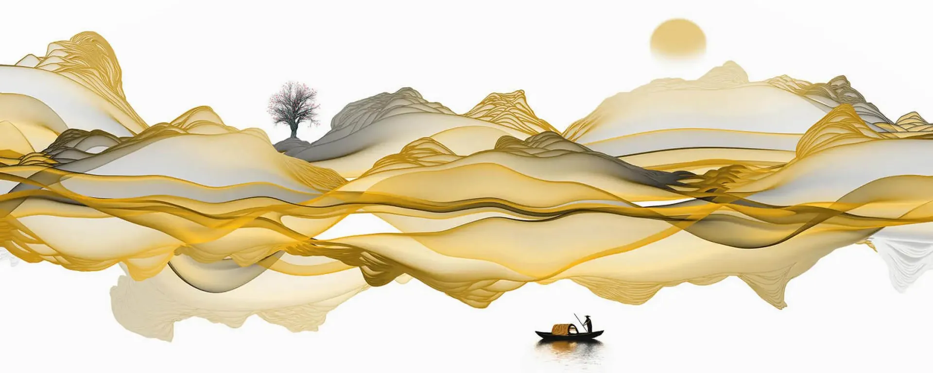 Leinwandbild GOLDENE LANDSCHAFT - gold - 100x40 cm