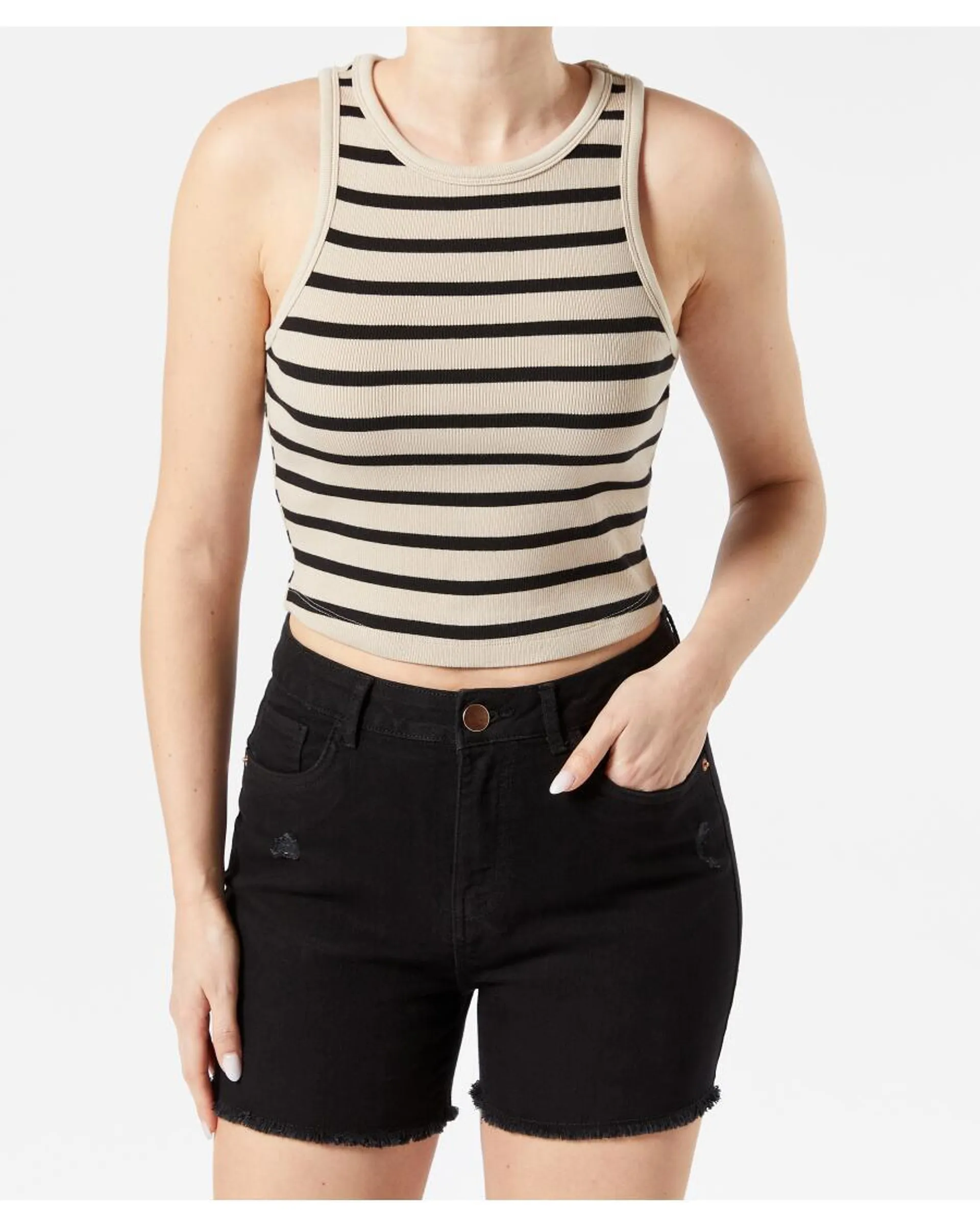 Tanktop cropped Janina, Rundhalsausschnitt