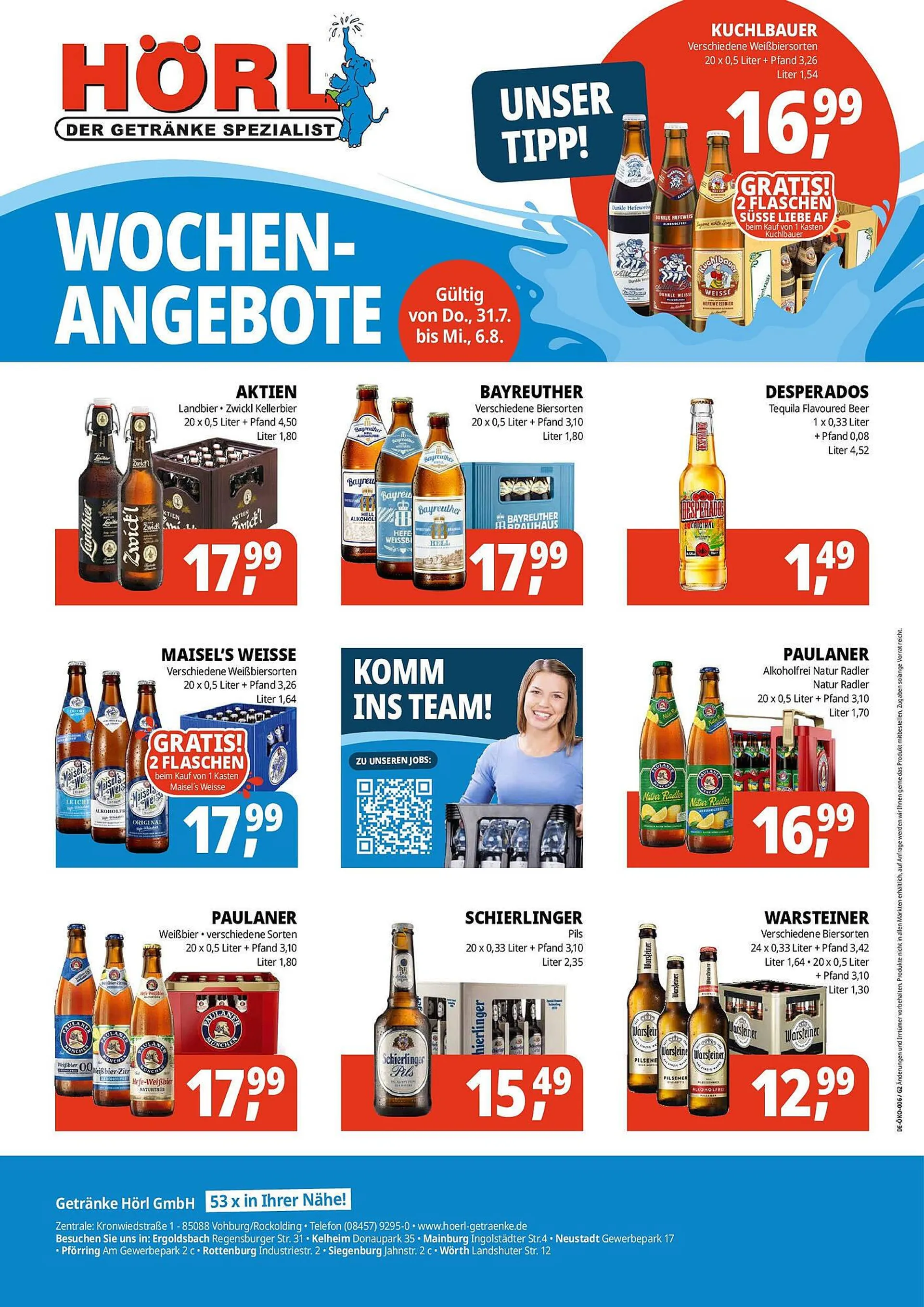 Hörl Getränke Prospekt von 30. Juli bis 6. August 2025 - Prospekt seite 1
