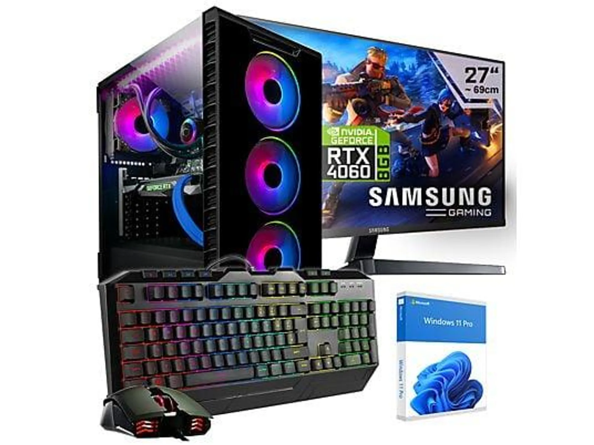 KRAFTPC Komplett-Set 12900KS, Gaming PC mit Intel® Core™ i9, 32 GB RAM, 1000 GB SSD, NVIDIA GeForce RTX™ 4060, Windows 11 Pro (64 Bit)