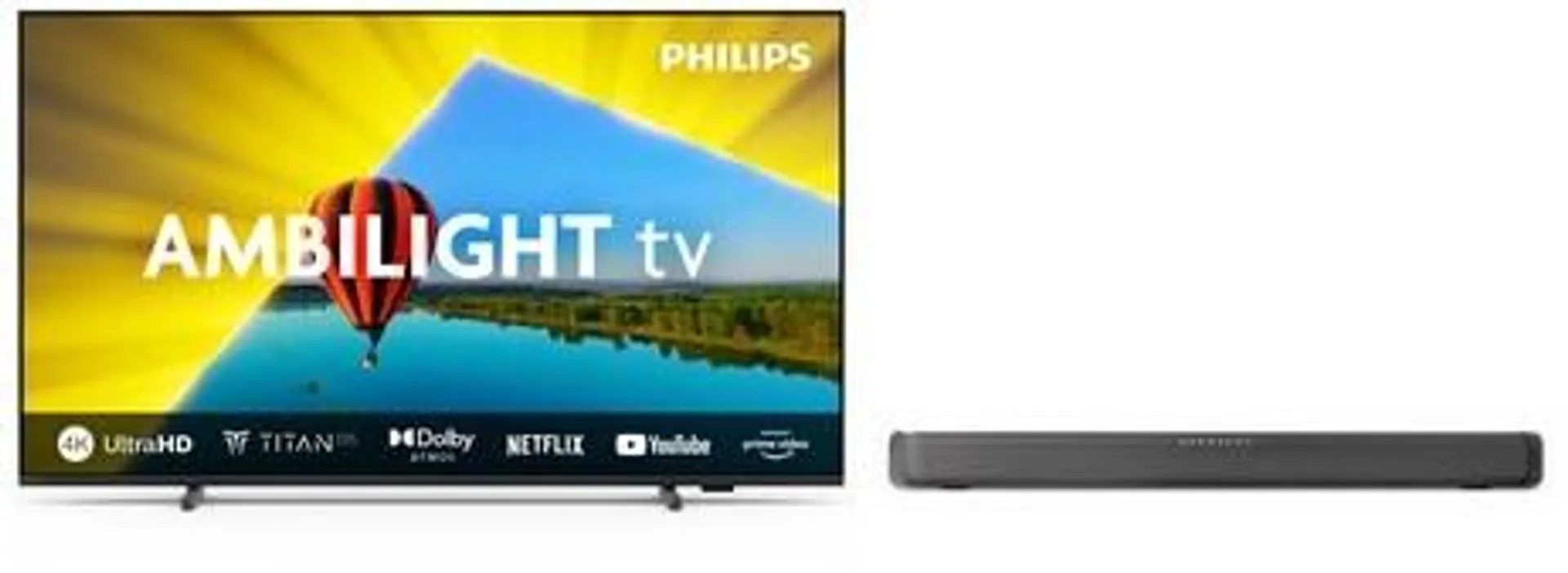 Philips 65PUS8079/12 164 cm (65") LCD-TV mit LED-Technik mattschwarz inkl. TAB5109/10 2.0 Soundbar dunkelgra