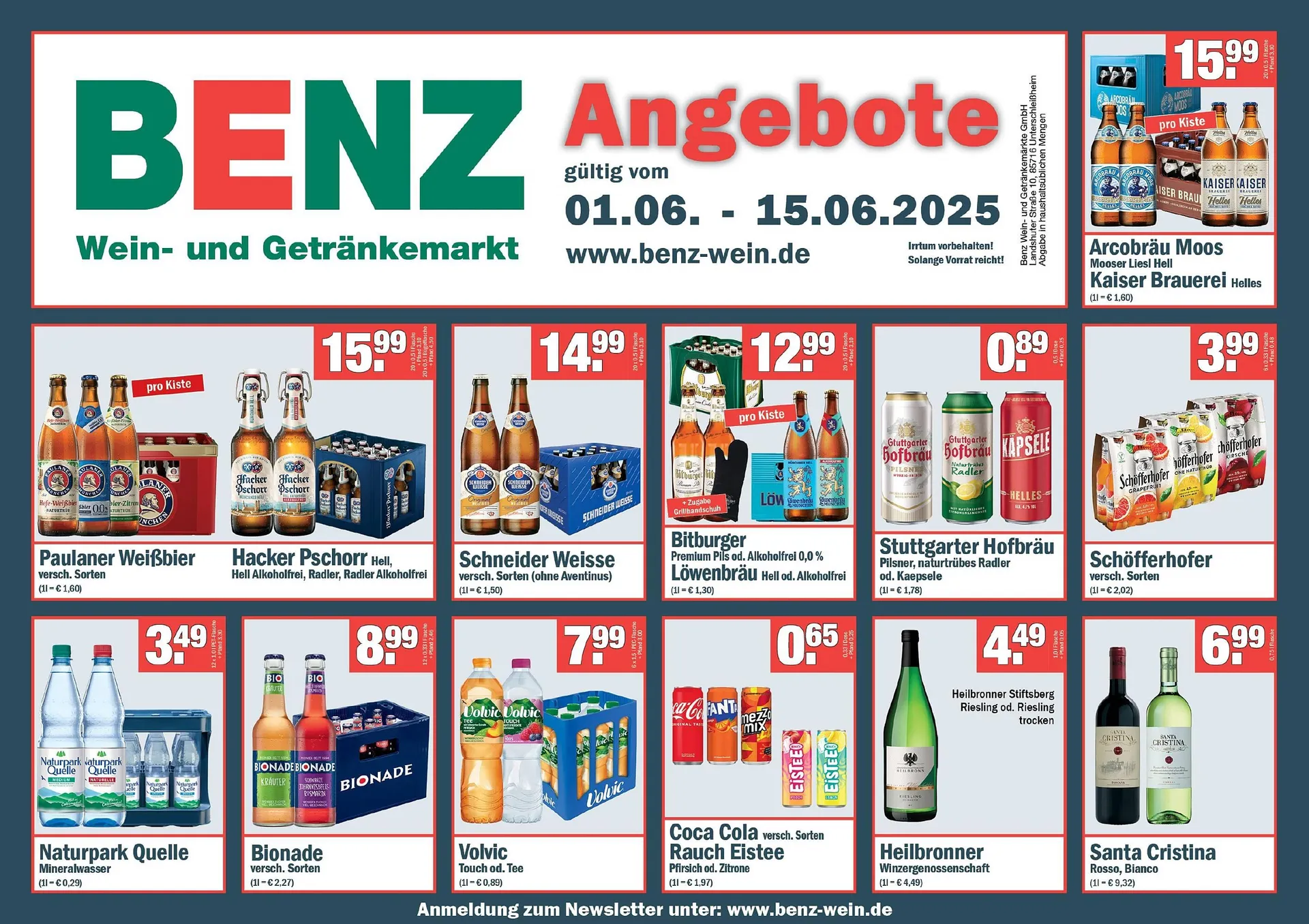 Benz Getränke Prospekt von 4. Juni bis 15. Juni 2025 - Prospekt seite 1
