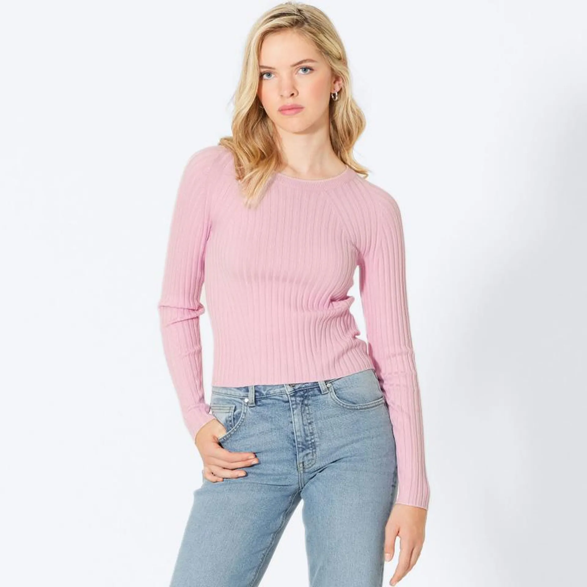 Damen-Pullover mit Ripp-Muster