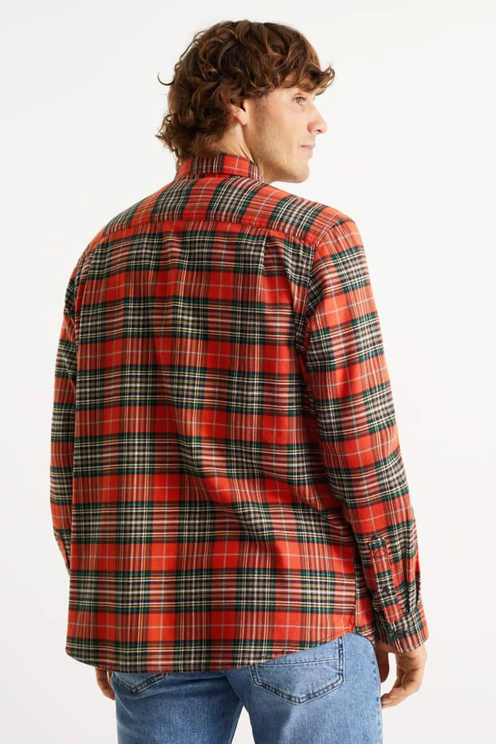 Flannel shirt - regular fit - kent collar - check