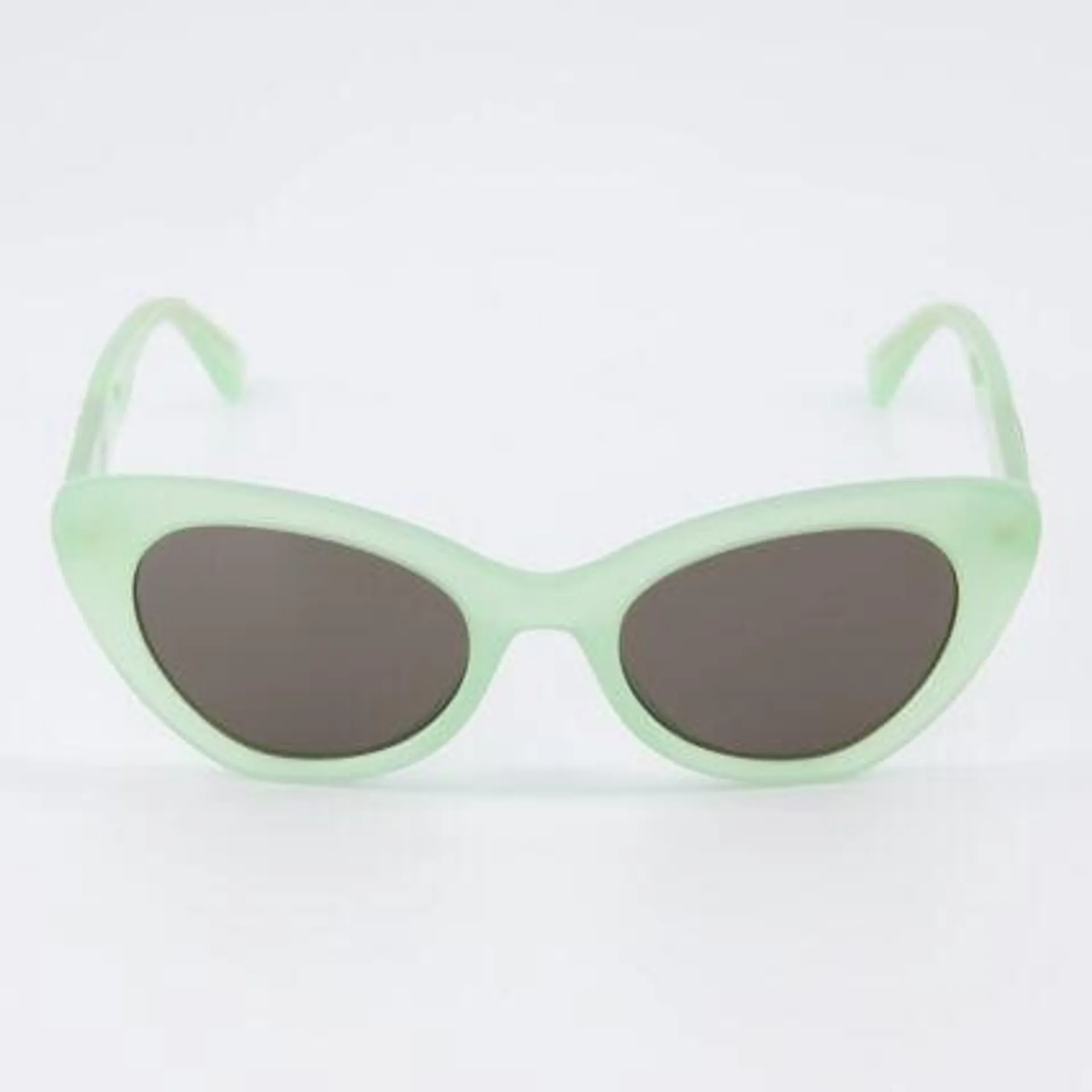 Hellgrüne Cat Eye Sonnenbrille mit Logo