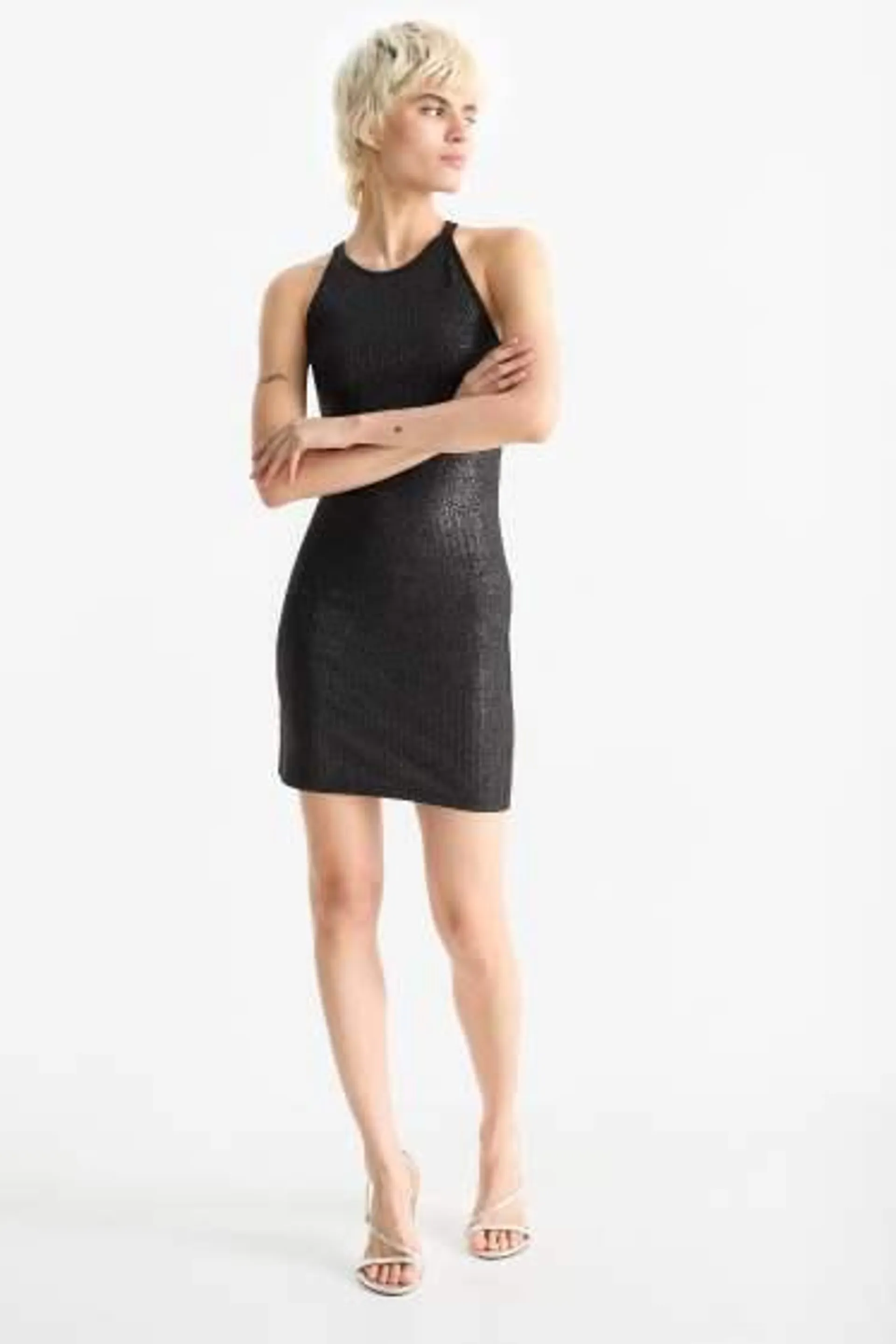 Bodycon dress - shiny - ribbed