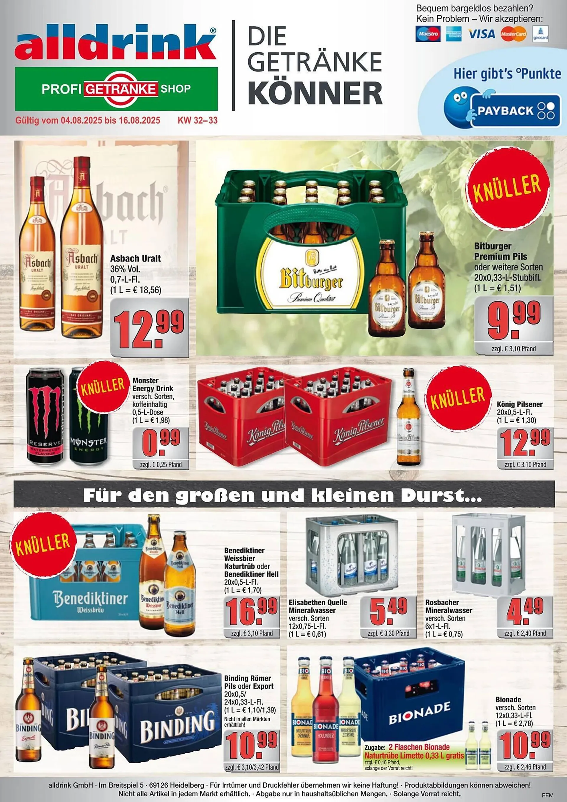 alldrink Prospekt von 4. August bis 17. August 2025 - Prospekt seite 1