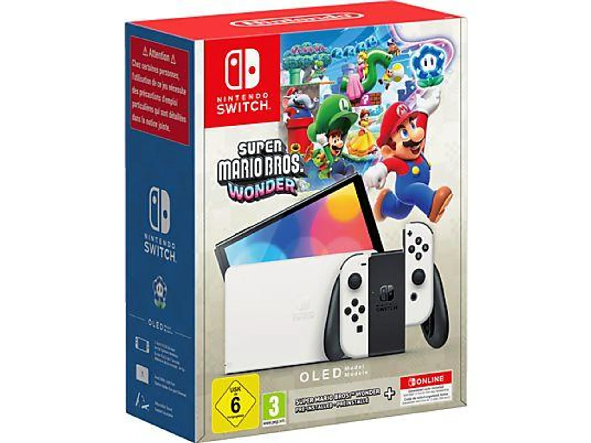 NINTENDO Switch™ – OLED-Modell (weiß) + Super Mario Bros.™ Wonder + Nintendo Switch Online – 12-monatige (365-tägige) Einzelmitgliedschaft