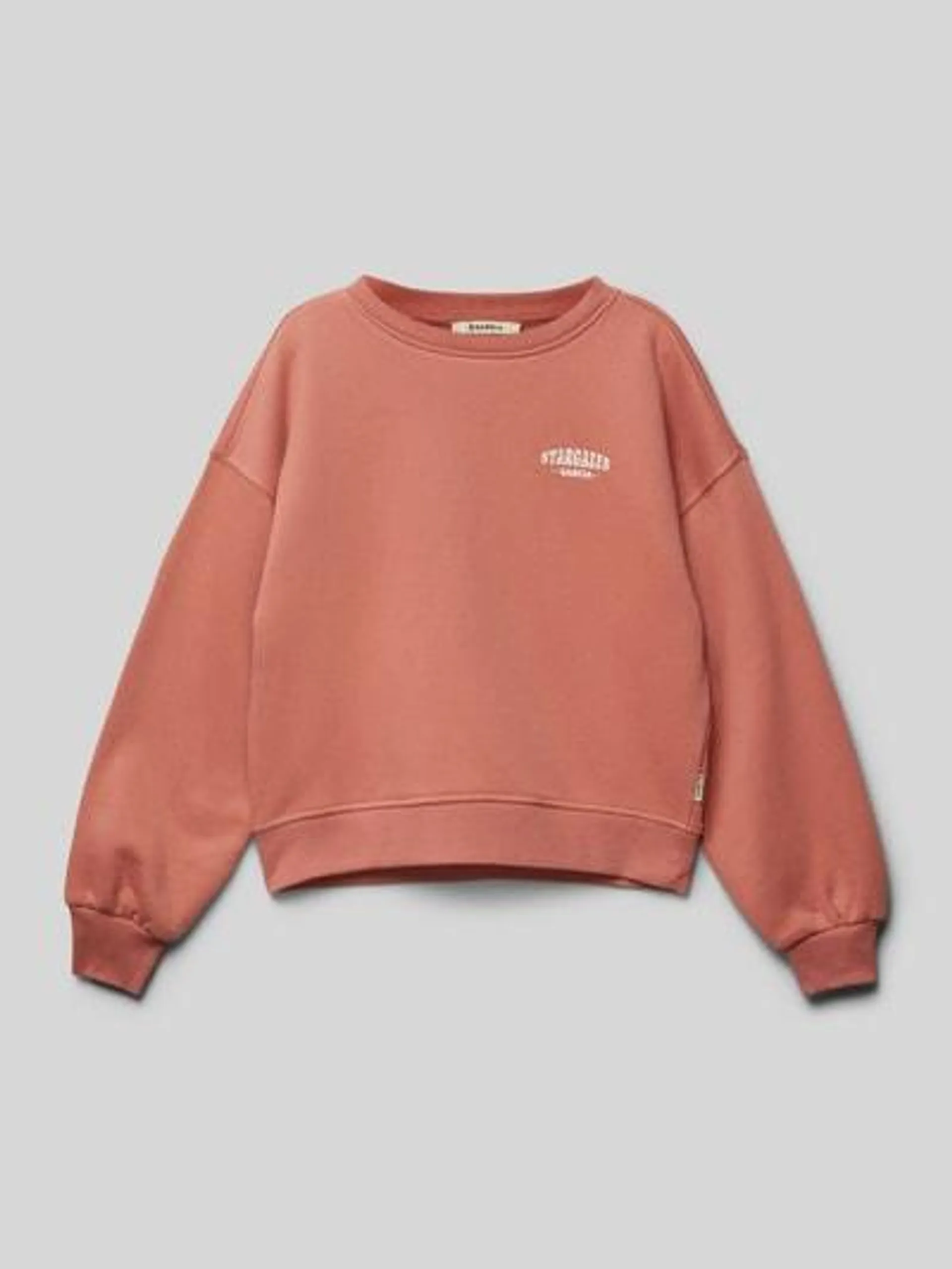 Sweatshirt mit Label-Print in apricot