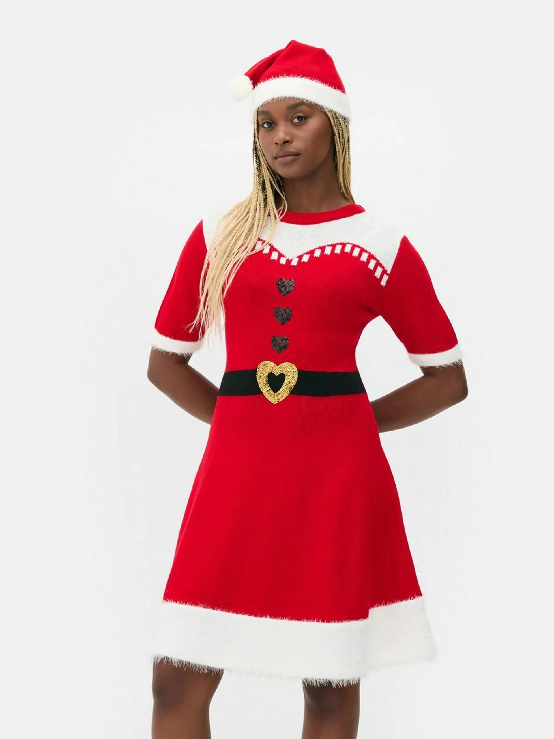 Pulloverkleid mit Weihnachtsmann-Motiv