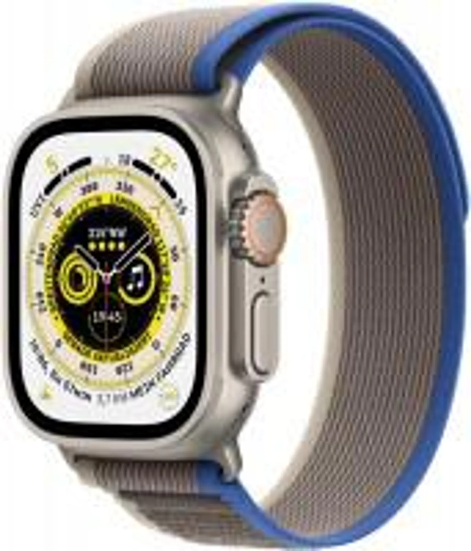 Apple Watch Ultra (49mm) GPS+4G Titan mit Trail Loop Armband (S/M) blau/grau