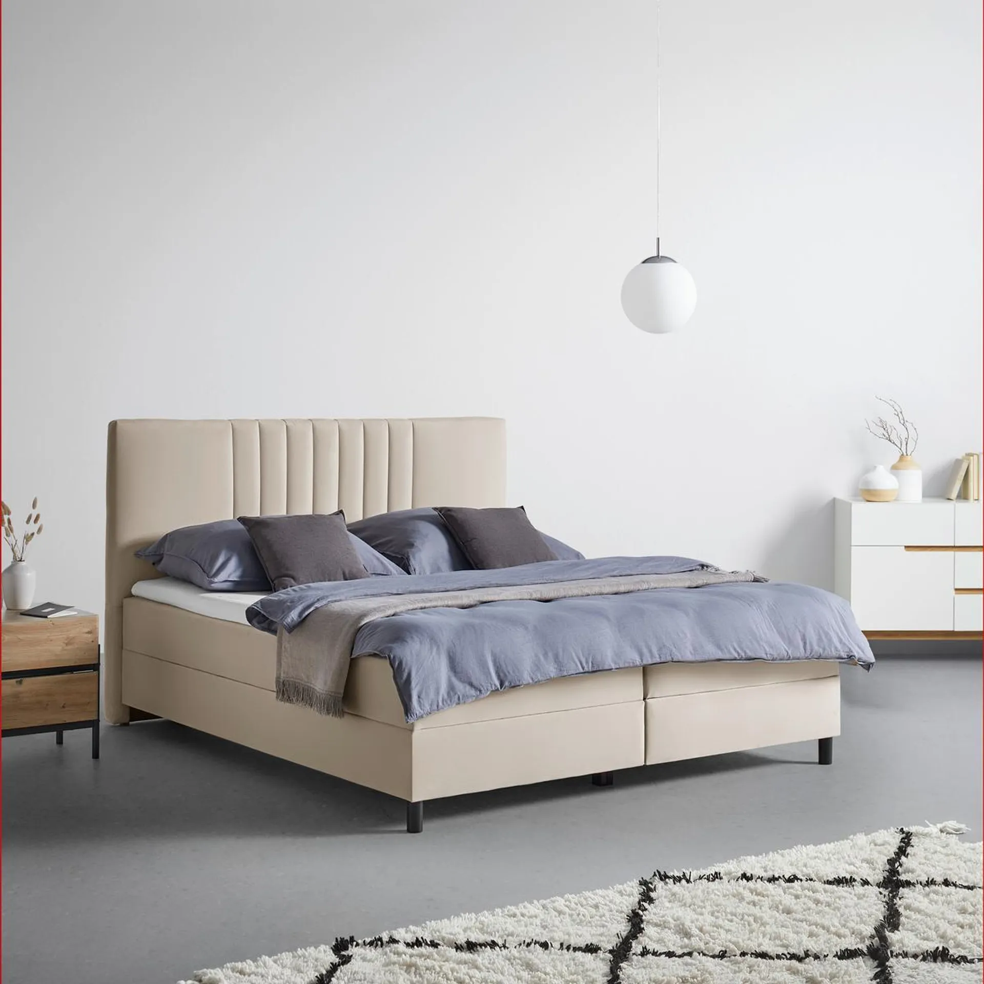 Boxspringbett ''Roma'', 180x200 cm, beige, mit Topper