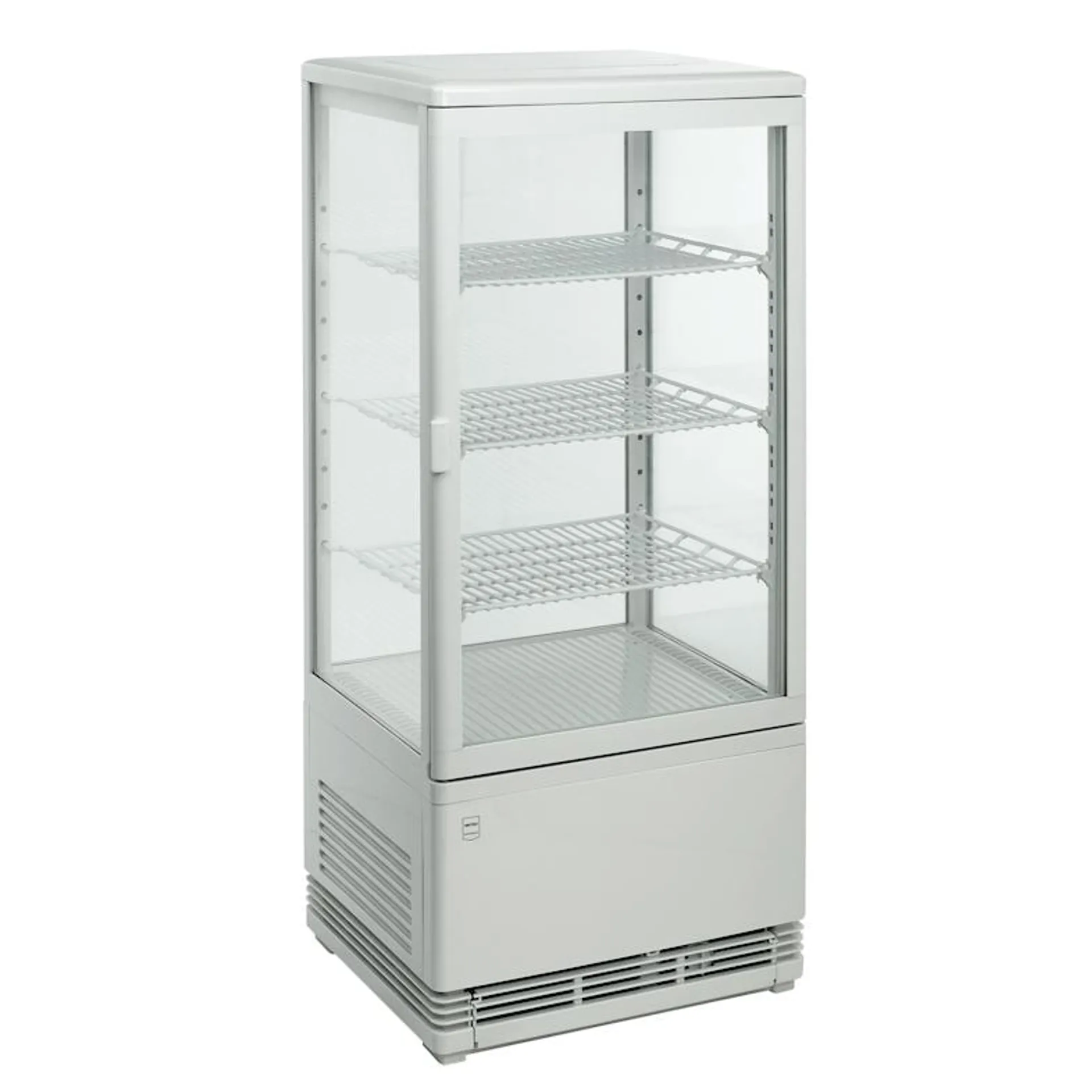 METRO Professional Koelvitrine GGC2078, kunststof/glas 42,8 x 38,6 x 96 cm, 78 l, recirculatiekoeling, verstelbare legborden, veiligheidsglas, wit