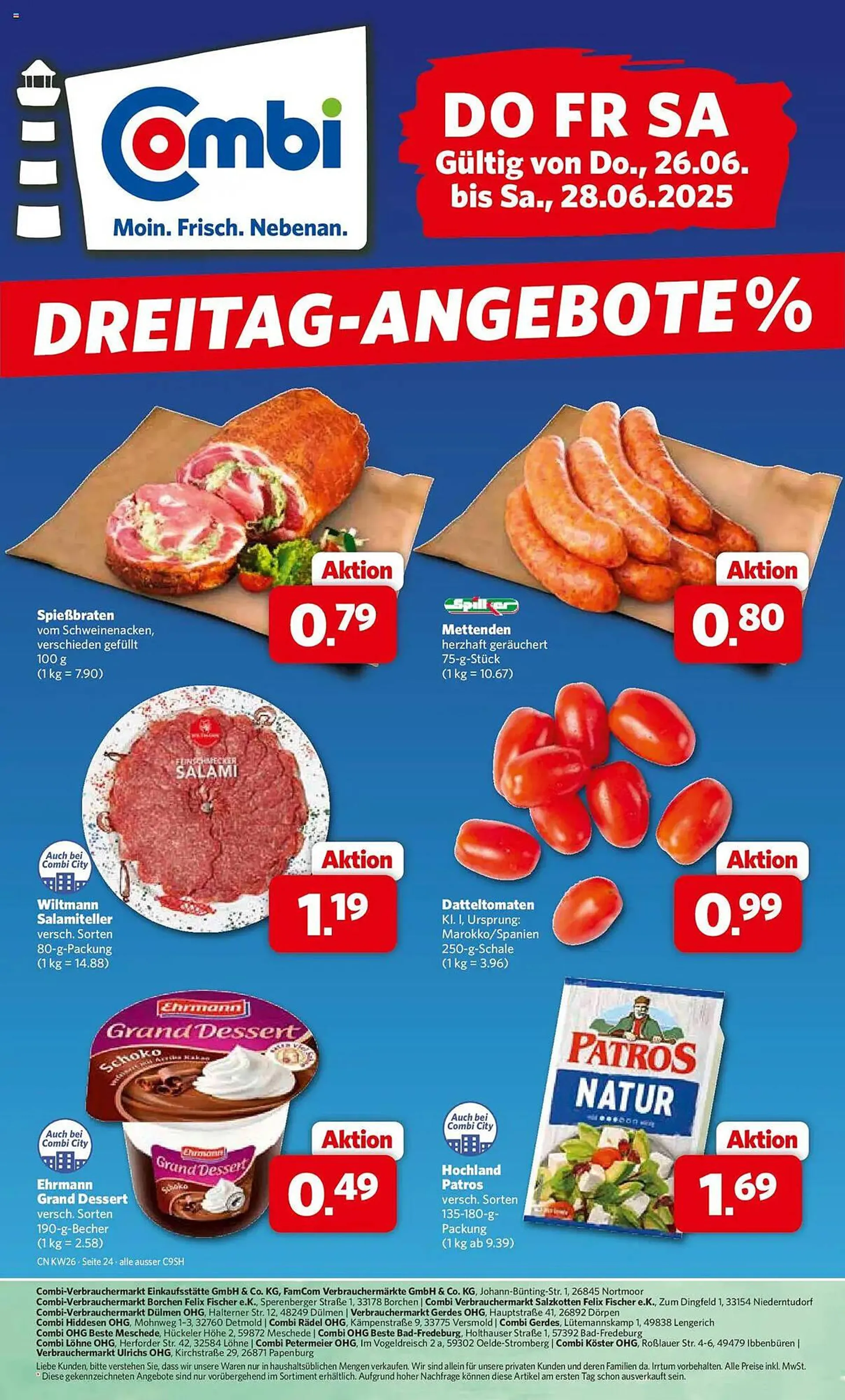 Combi Prospekt von 26. Juni bis 28. Juni 2025 - Prospekt seite 1