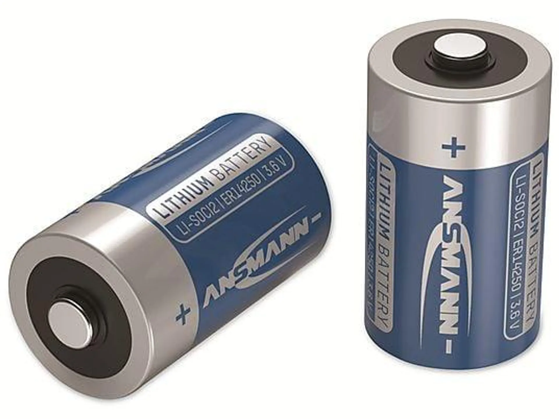 ANSMANN Lithium-Batterie ER14250, 3,6V-, 1200 mAh, AA Lithium-Thionylchlorid (Li-SOCl2) Batterie, 1200 Milliampere-Stunden