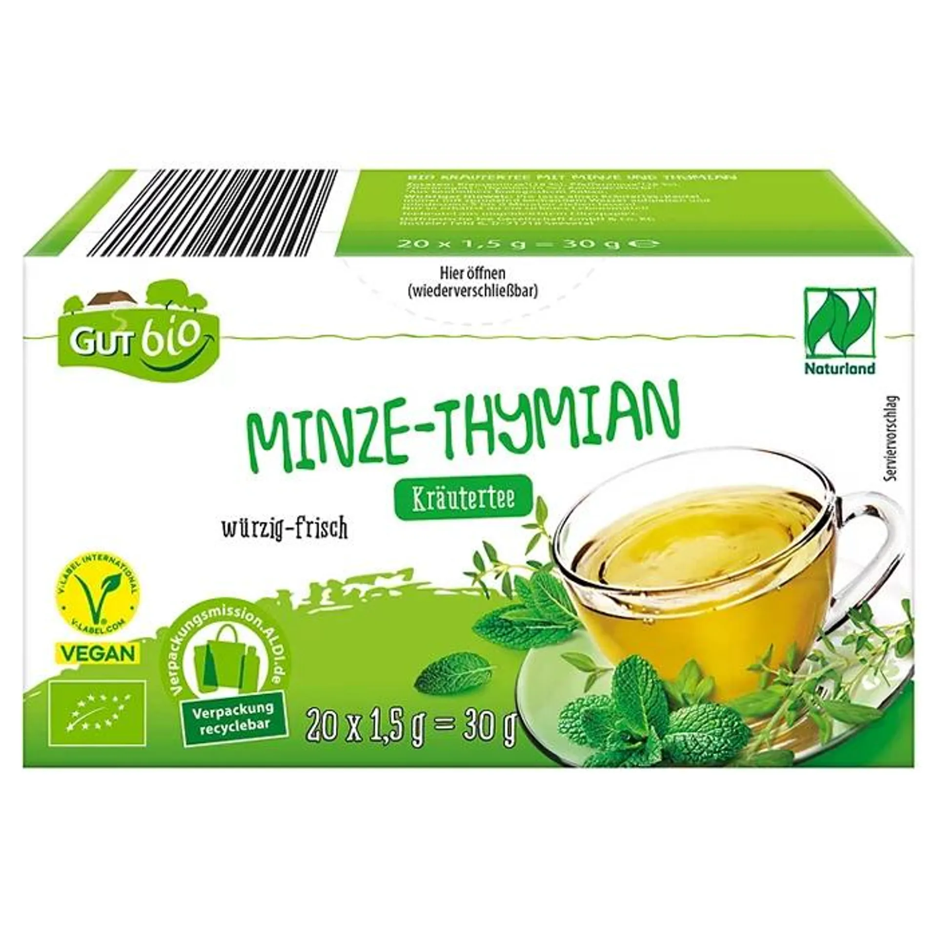 GUT BIO Naturland Bio-Tee 30 g, Minze-Thymian