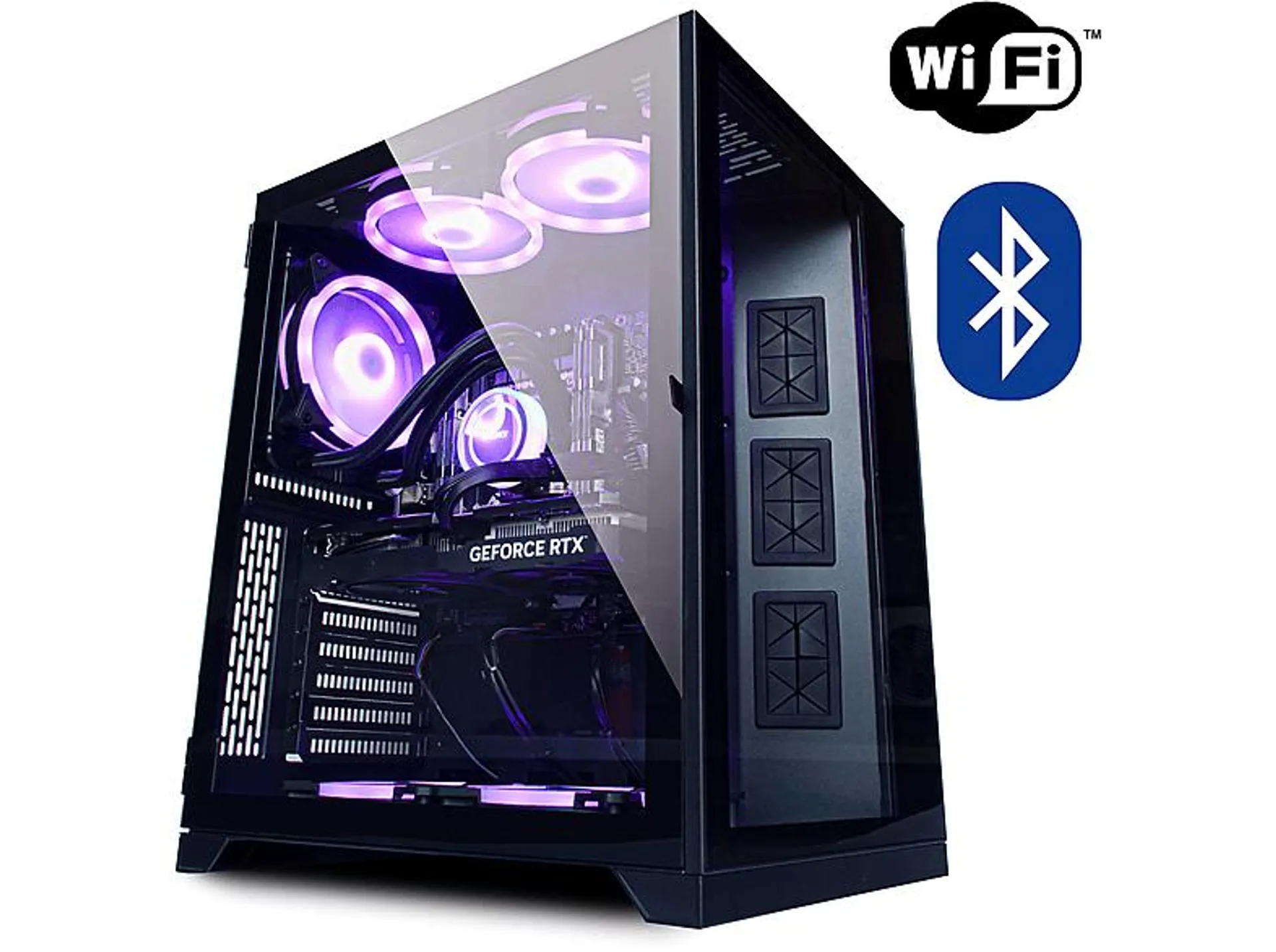 INTER-TECH VENOM Black Wasserkühlung, ARGB, WLAN + Bluetooth, Gaming PC, 64 GB RAM, 500 GB SSD, AMD Radeon™ RX 590, Windows 11 Pro (64 Bit)