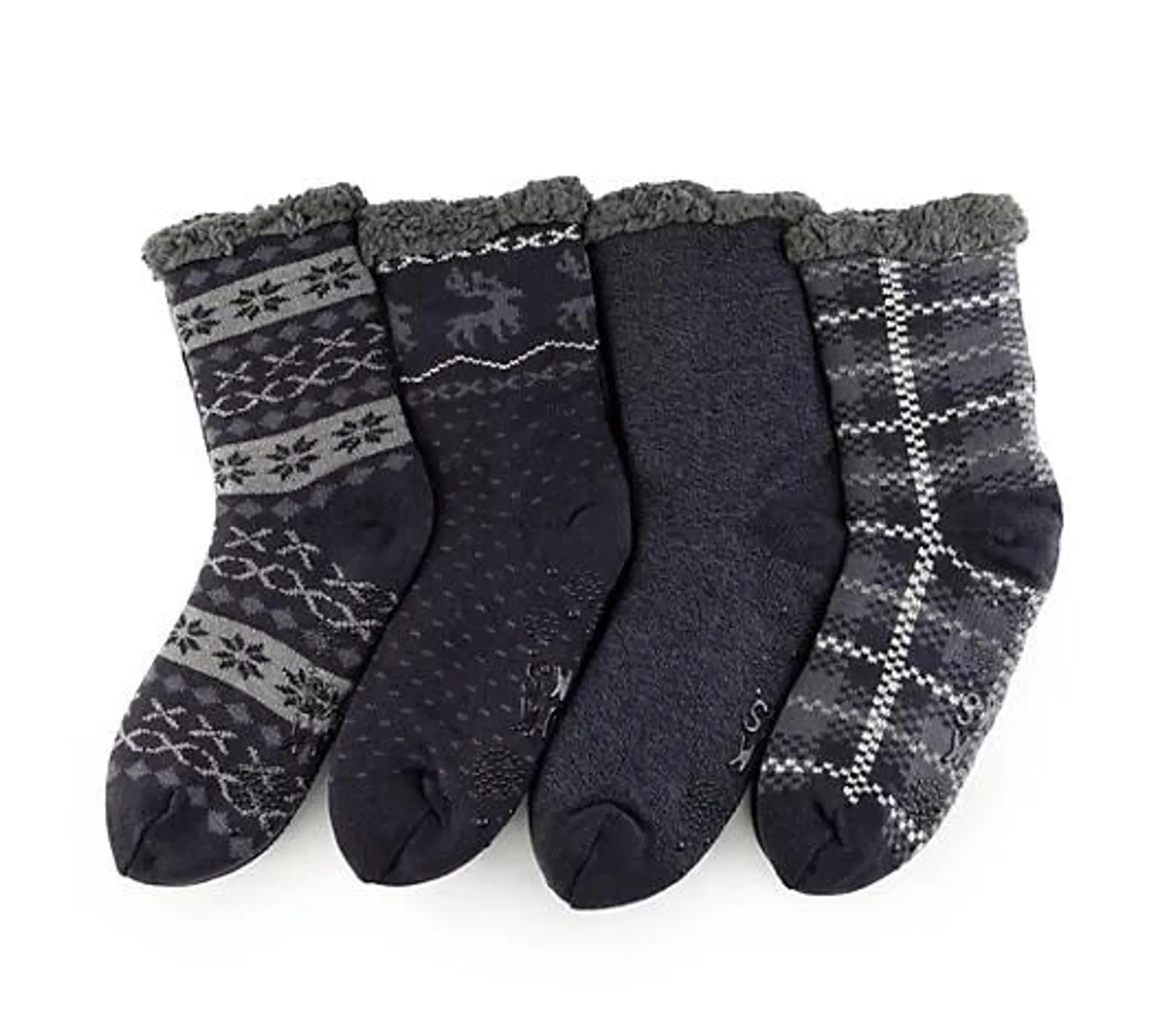 MUK LUKs Herren- Stopper-Socken weich gefüttert 4er Pack