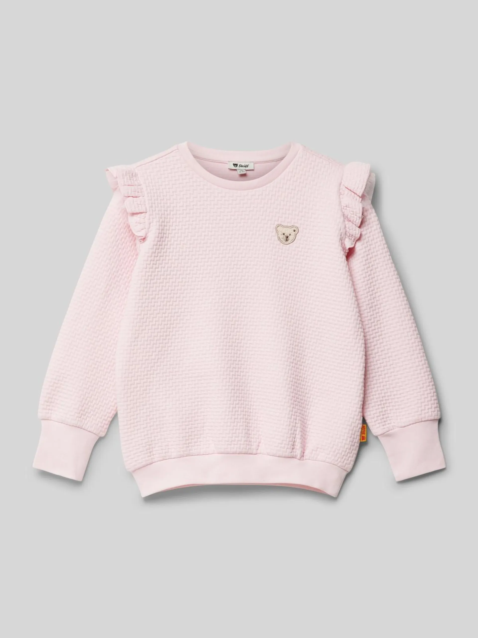 Regular Fit Sweatshirt mit Label-Patch in rosa