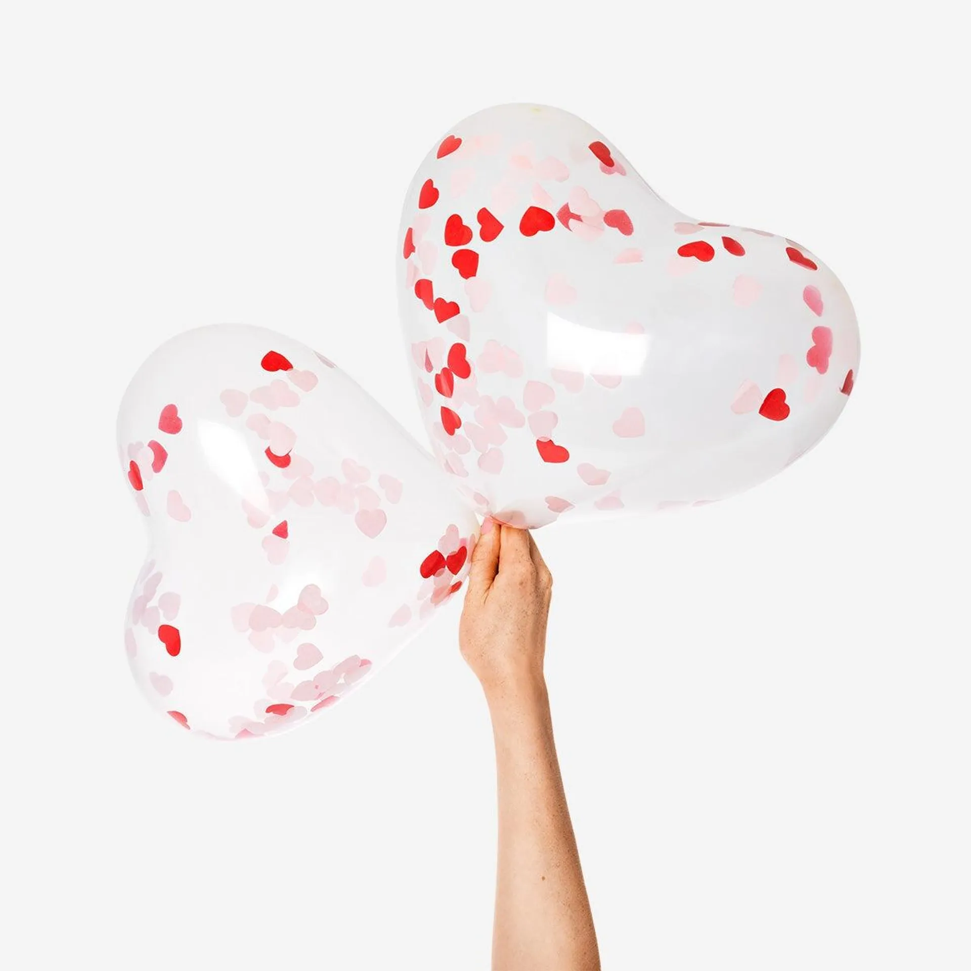 Balloons with heart confetti - 6 pcs