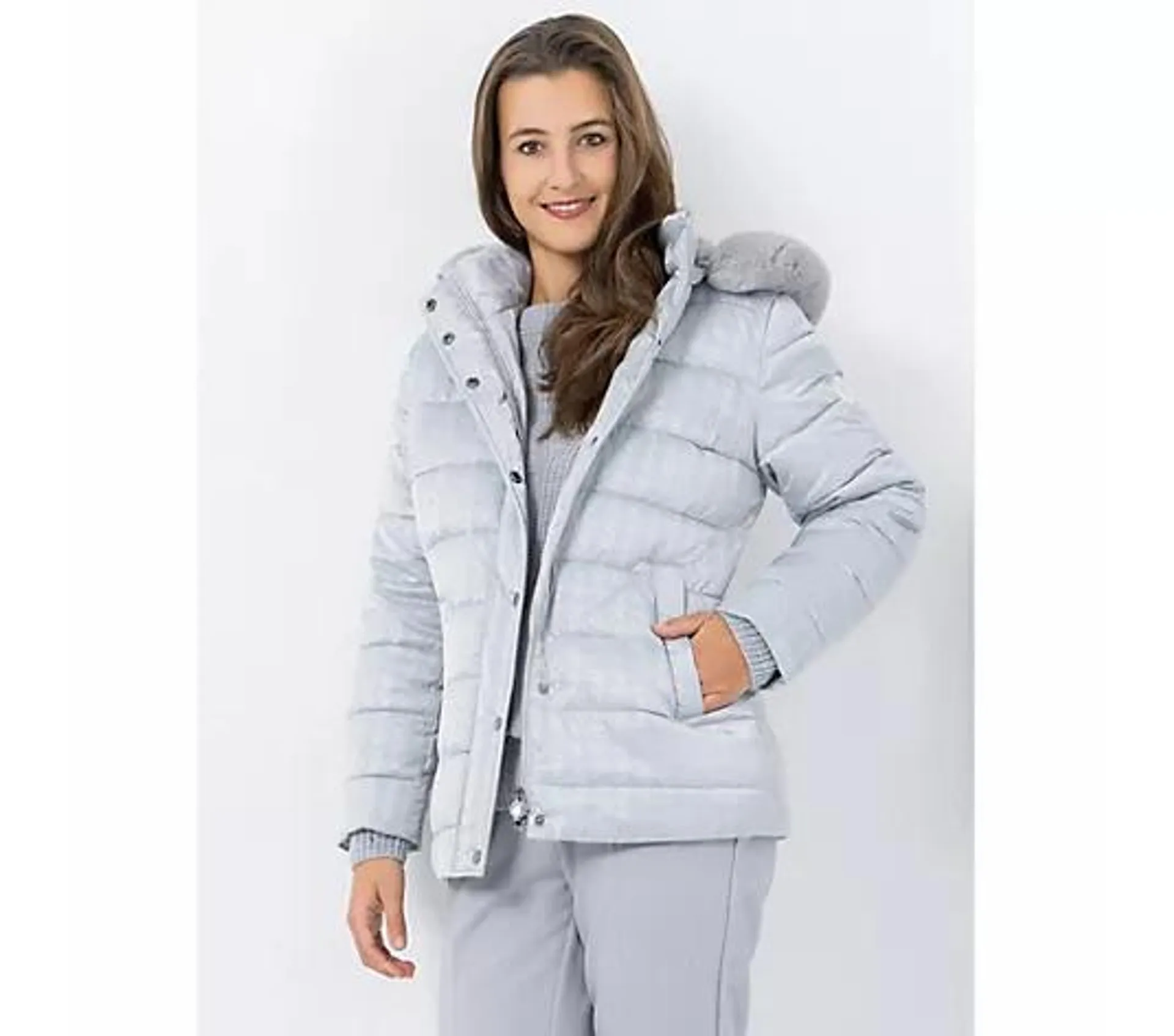 CENTIGRADE Steppjacke abnehmbare Kapuze mit Webpelz Druck mit Glanzfinish