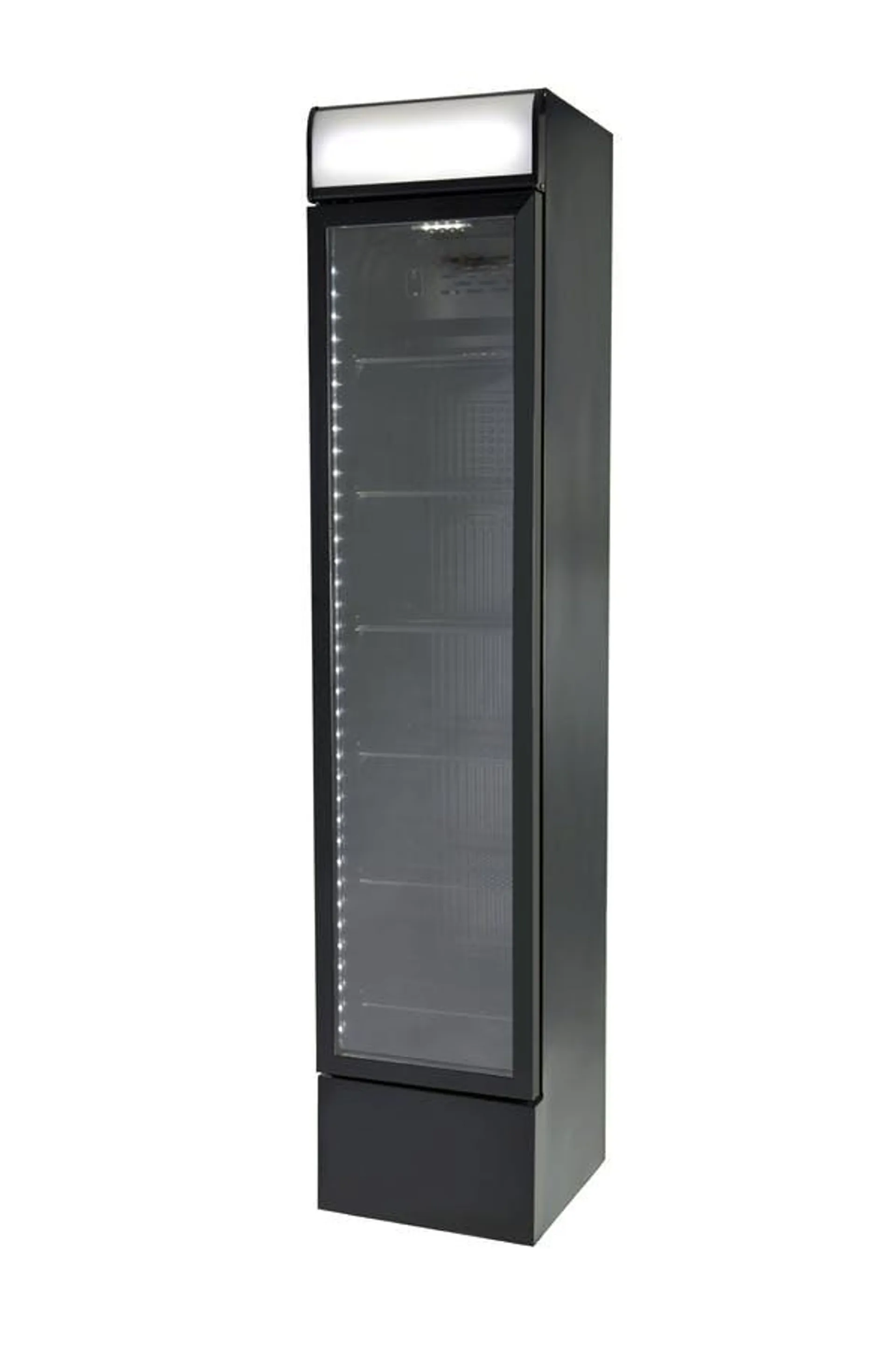 Gastro-Cool Schmaler Werbedisplaykühlschrank in schwarz / 150l - GCDC130