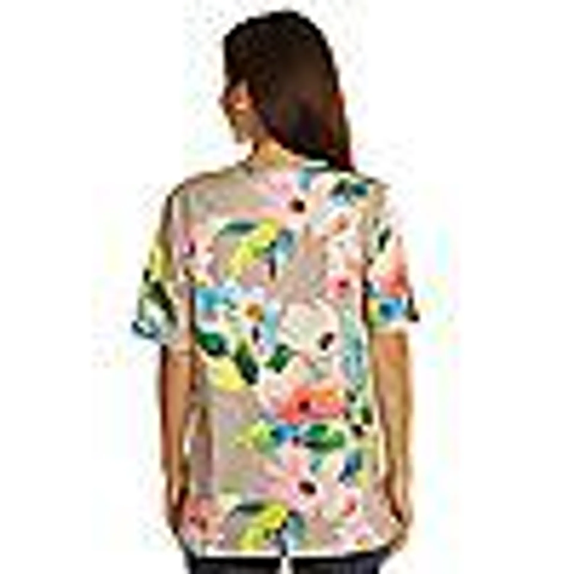 IN-PRINT Shirt, 1/2-Arm V-Ausschnitt Blumendruck Seitenschlitze