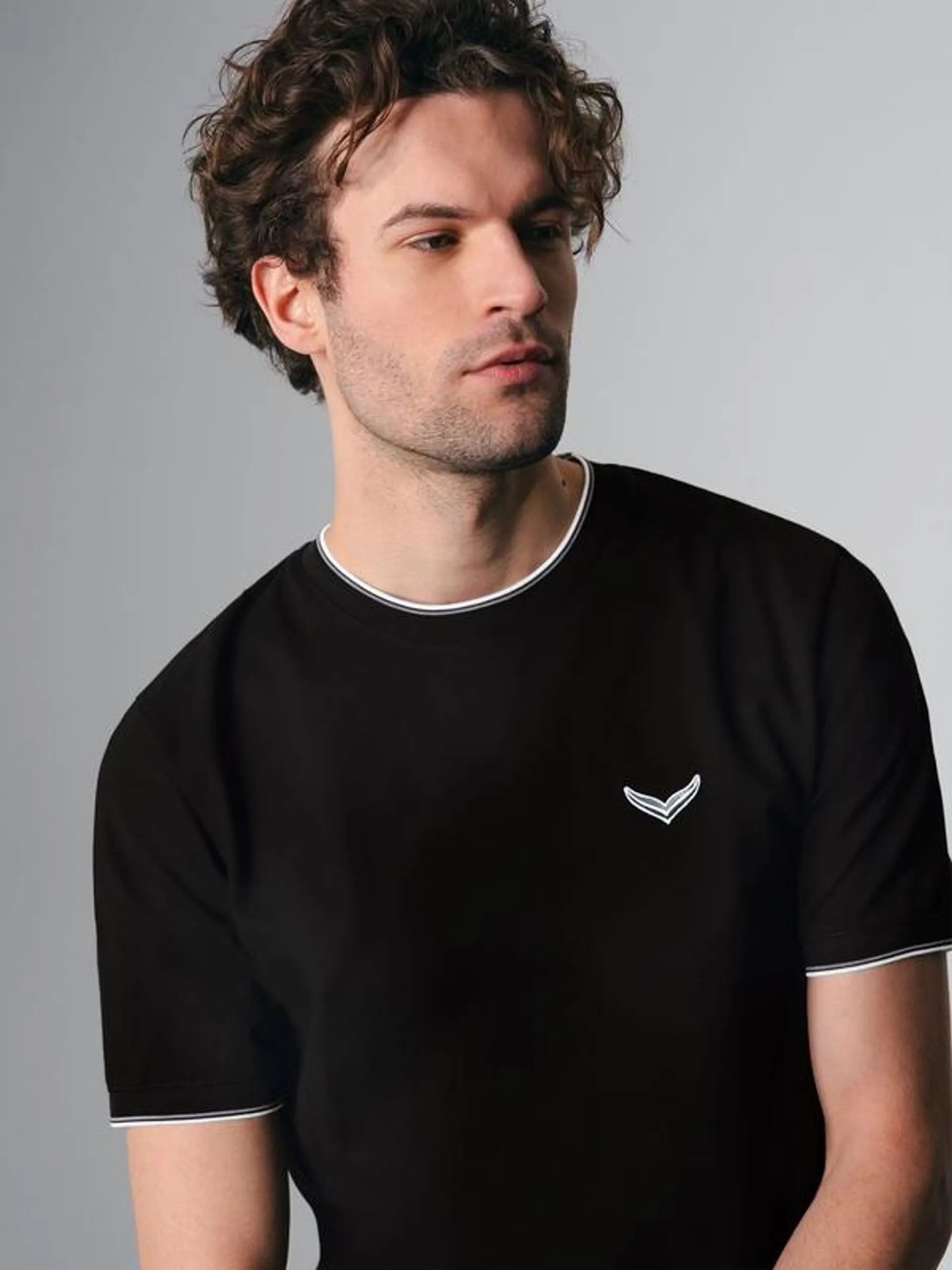 T-Shirt in Piqué-Qualität Schwarz