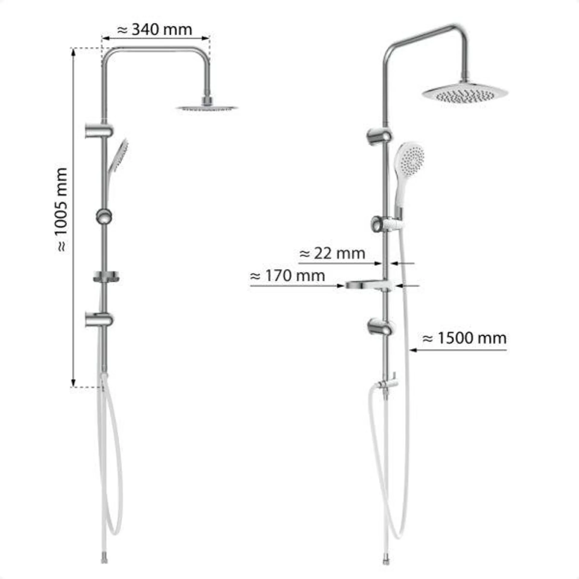 Duschset DUSCHTRAUM Chrom/Weiß