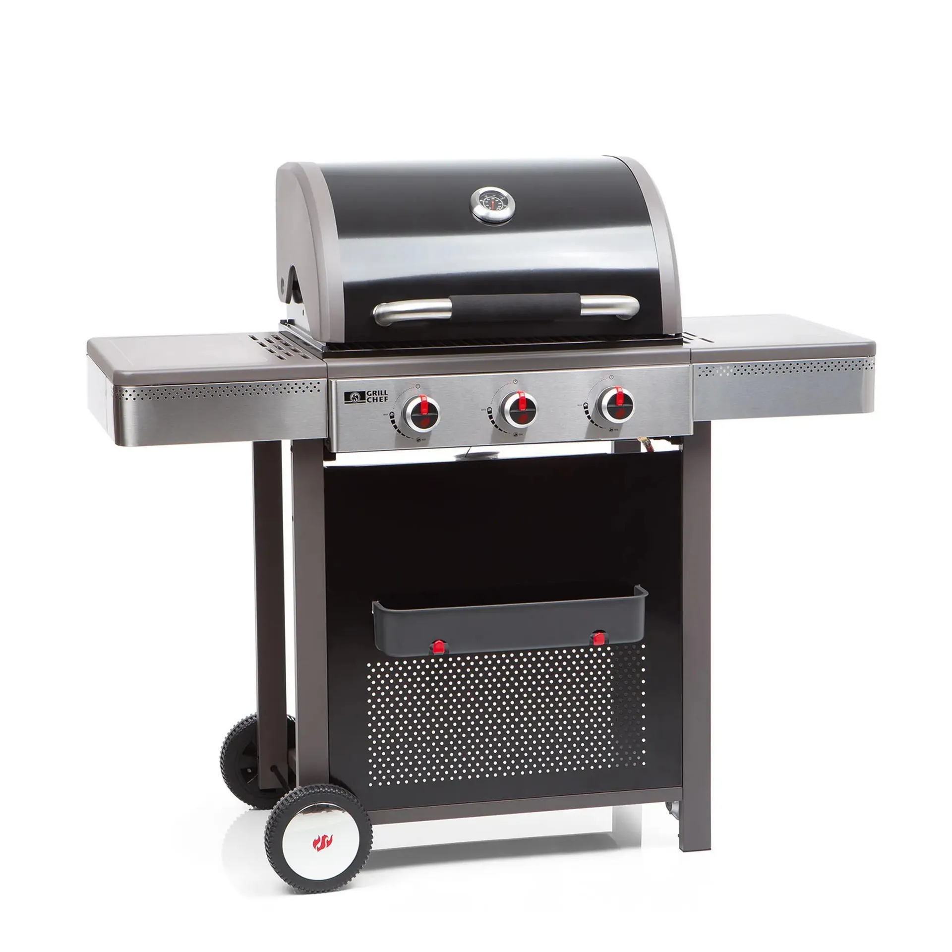 GRILLCHEF Gasgrill - silber-schwarz - Edelstahl - 3 Brenner