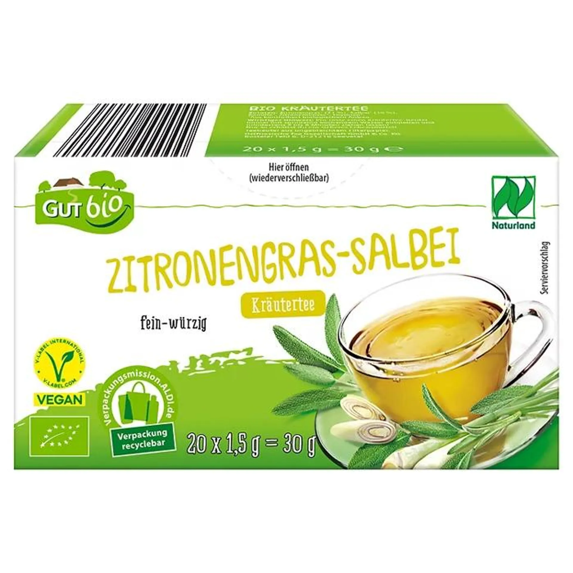 GUT BIO Naturland Bio-Tee 30 g, Zitronengras-Salbei