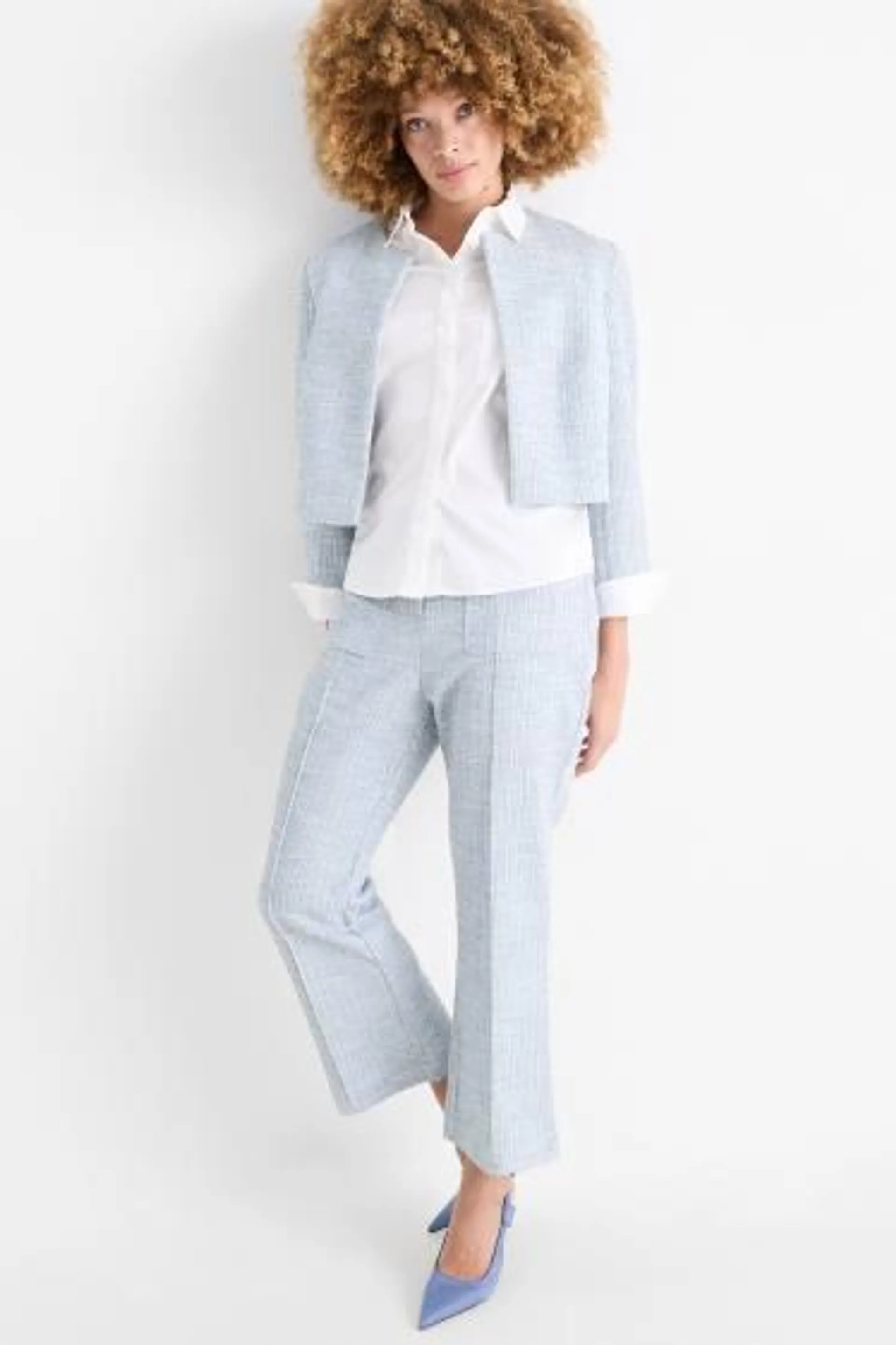 Bouclé trousers - high waist - flared fit