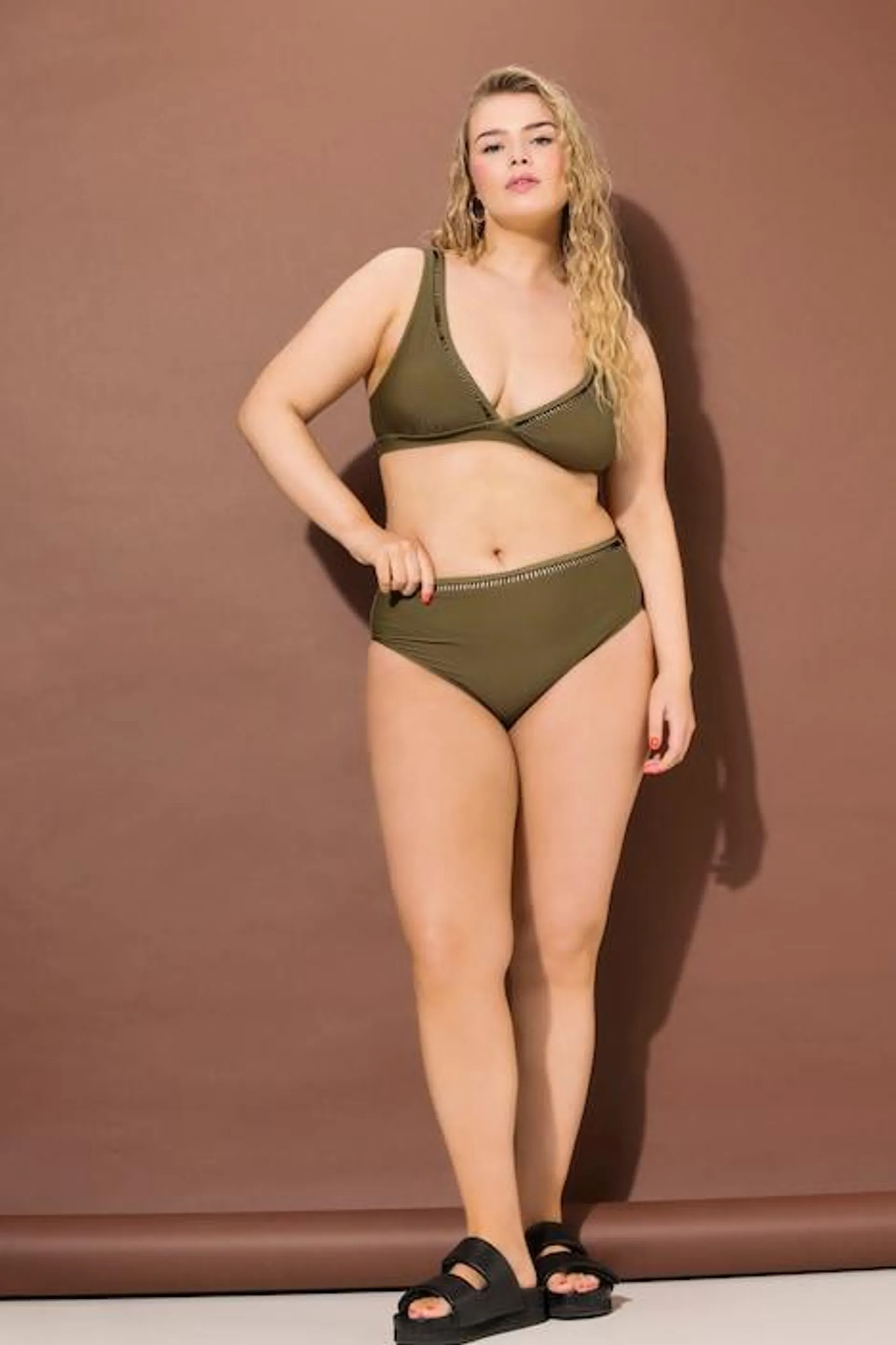 Bikini-Slip, Gitter-Bordüre, High Waist