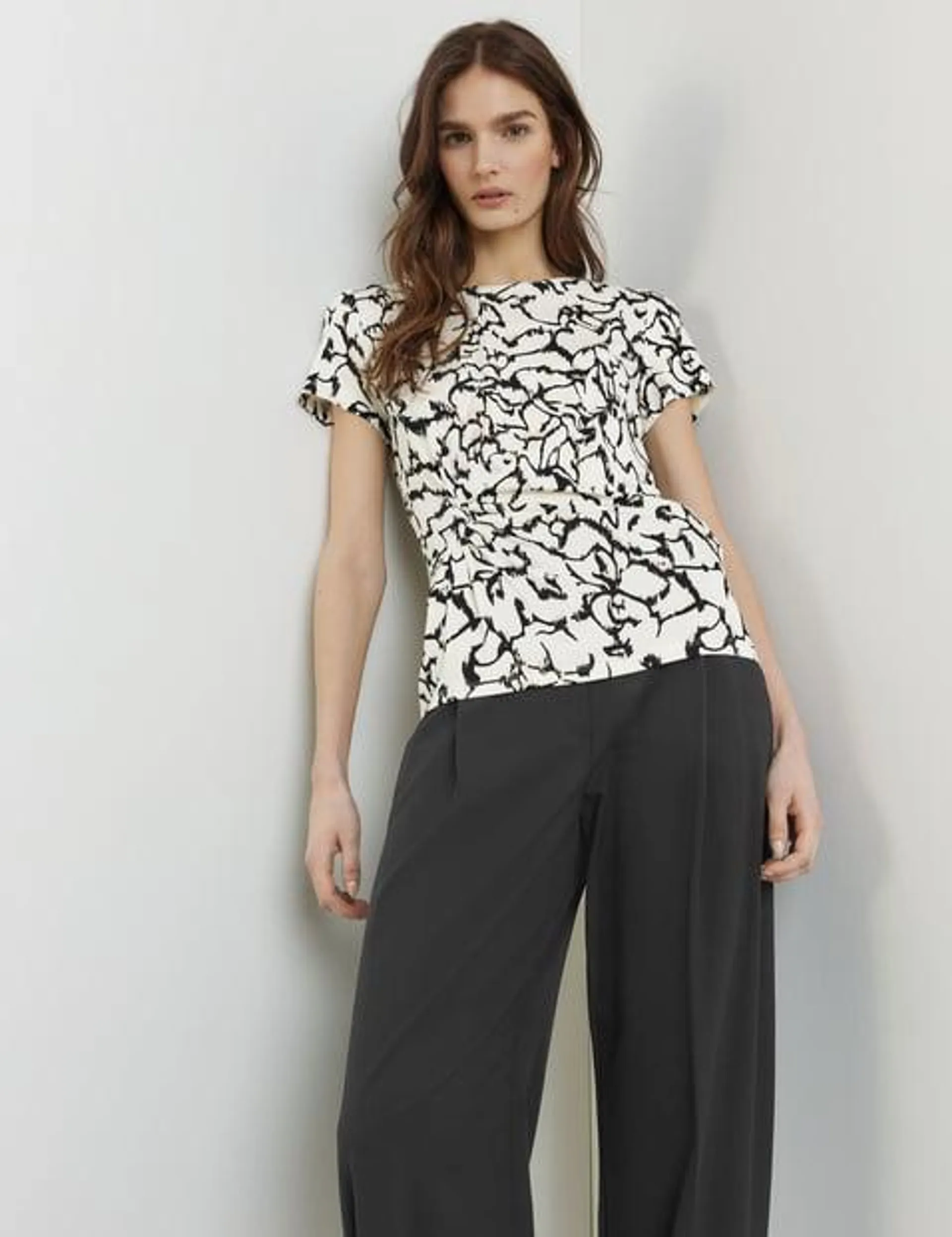 Shirt met halflange mouwen en fraaie drapering