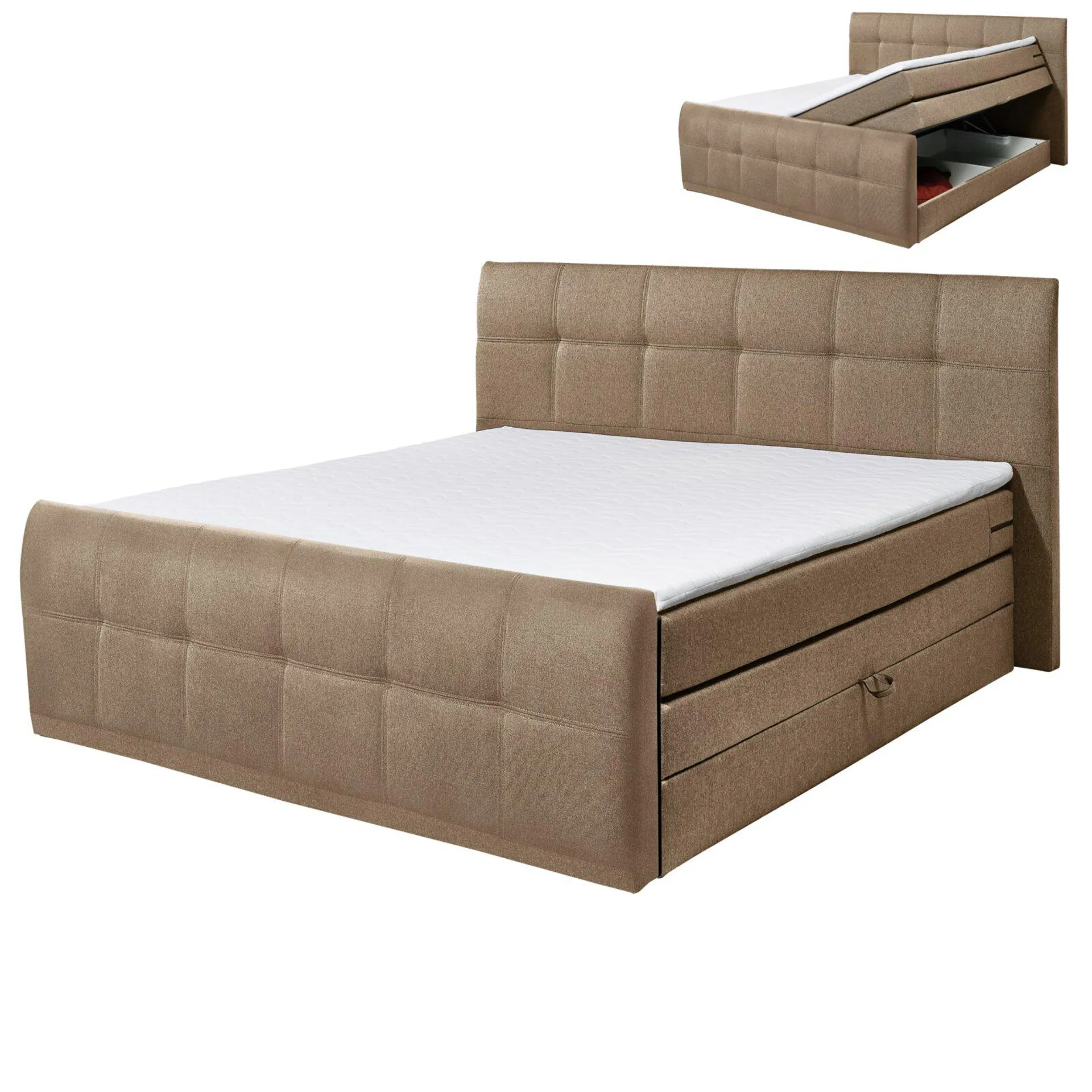 Boxspringbett - sand - Taschenfederkern - H2 - 180x200 cm