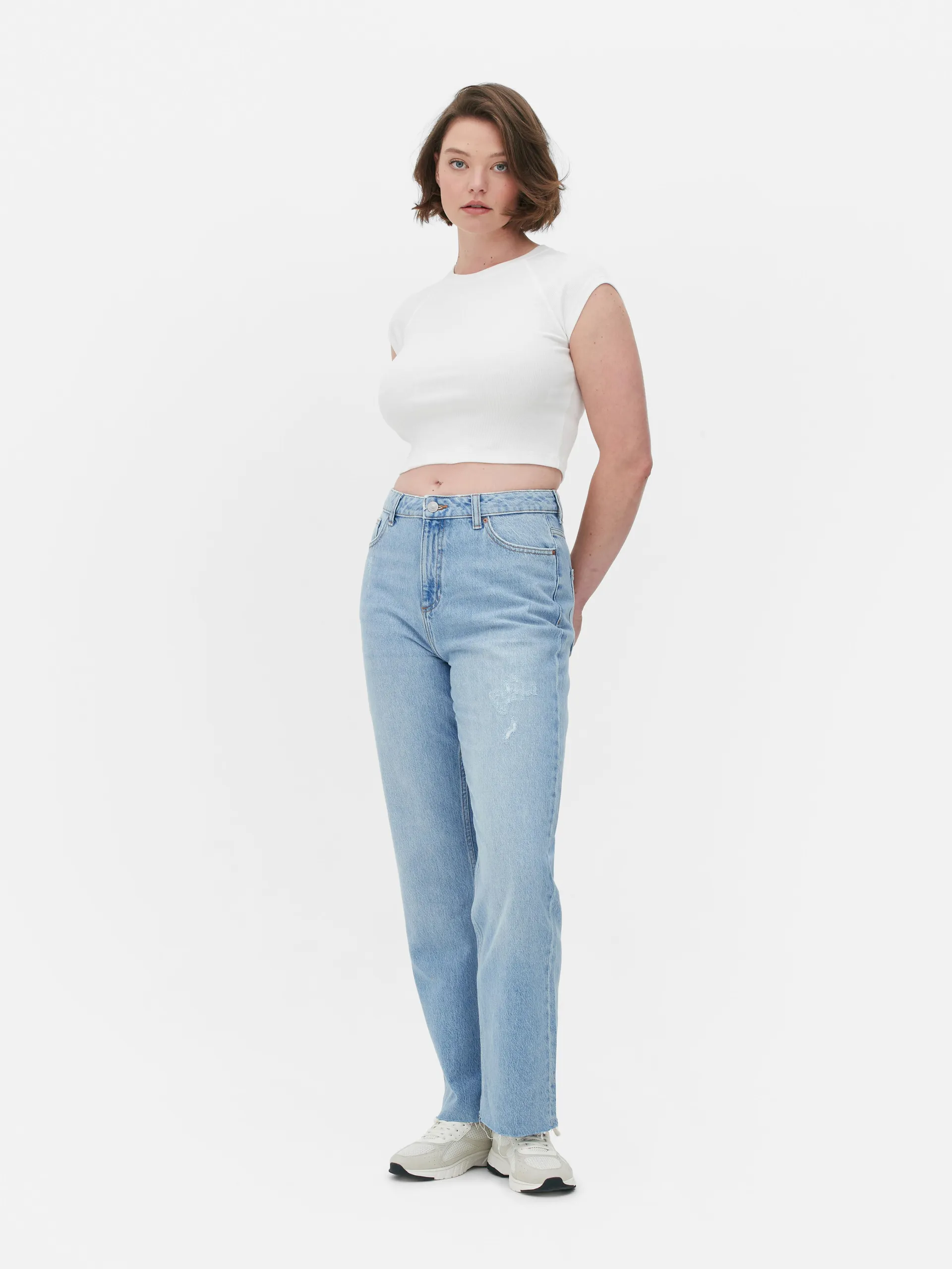 Jeans mit geradem Bein im leichten Used Look