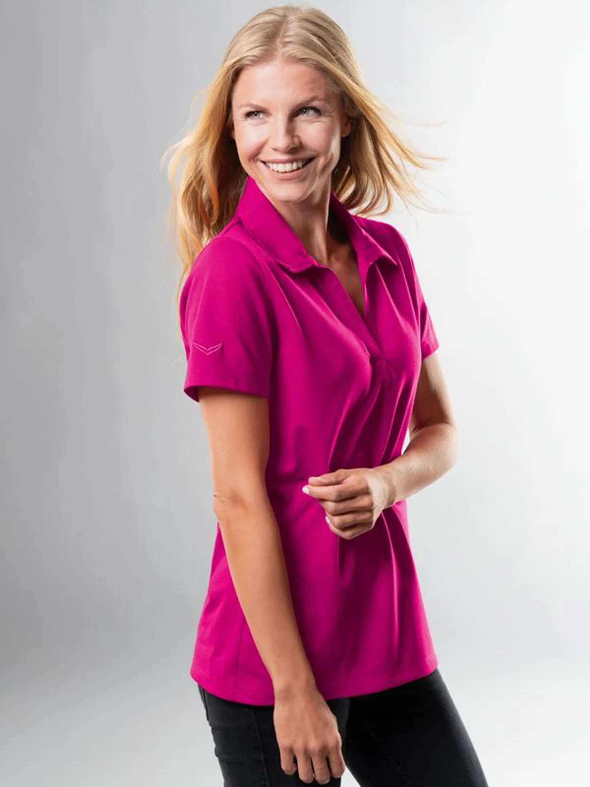 Poloshirt ohne Knopfleiste Magenta