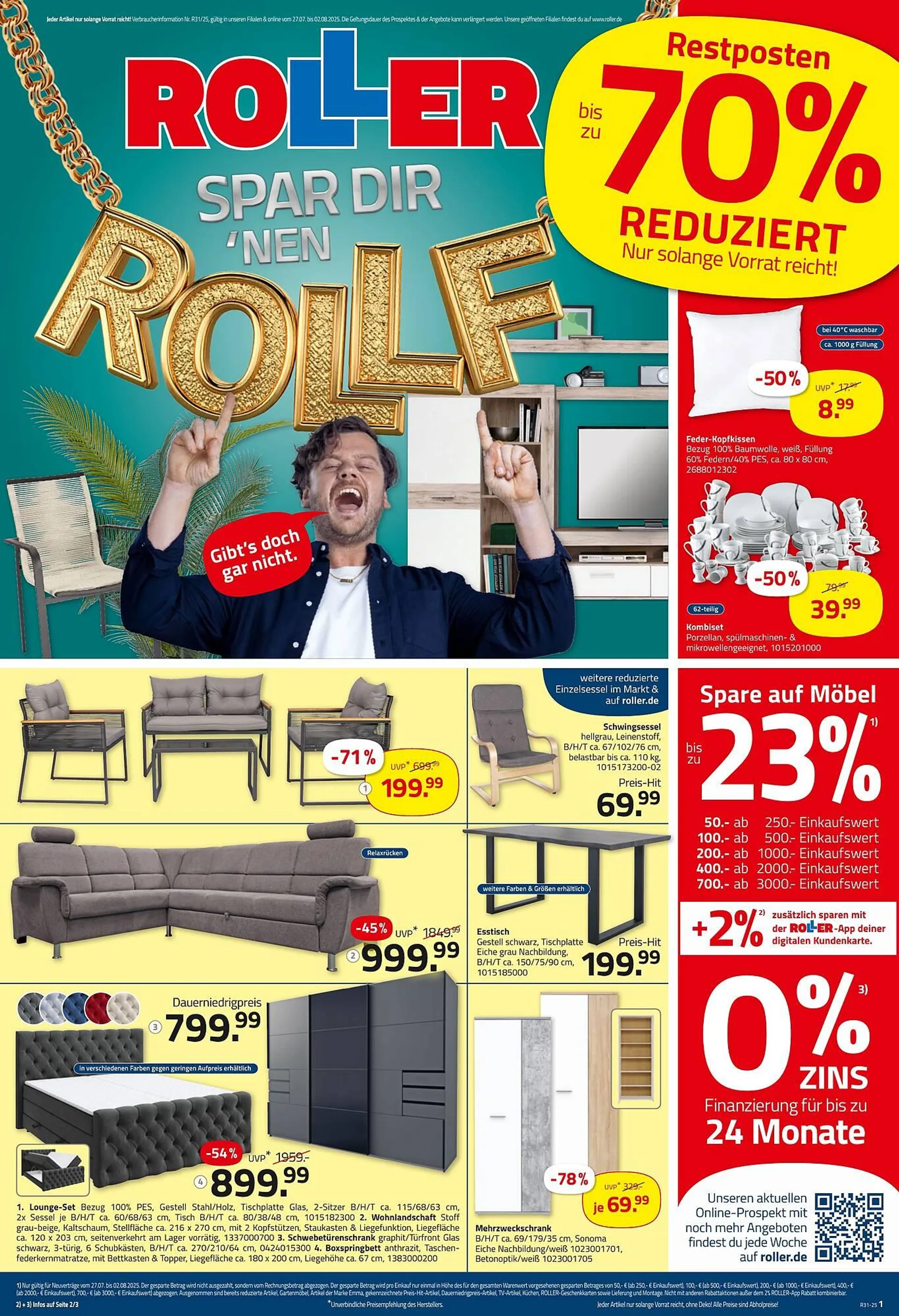 ROLLER Prospekt von 27. Juli bis 2. August 2025 - Prospekt seite 1