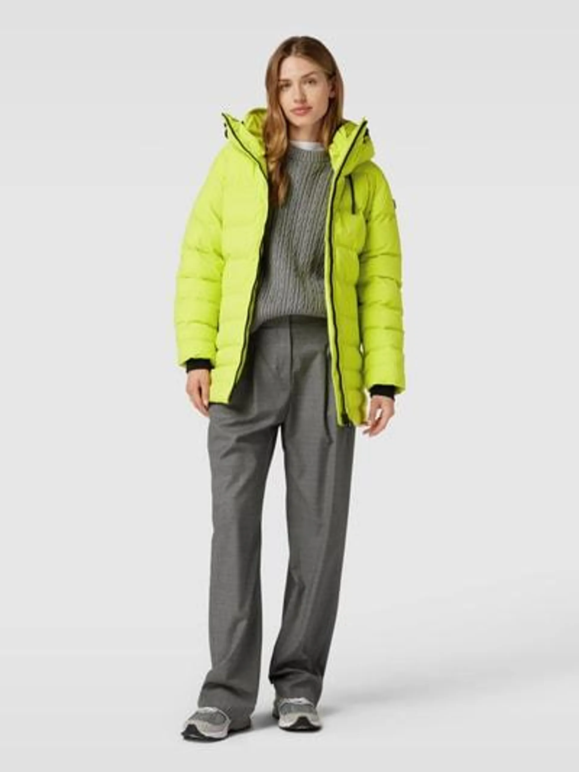 Steppjacke mit Label-Applikation Modell 'CORDOBA' in neon gelb