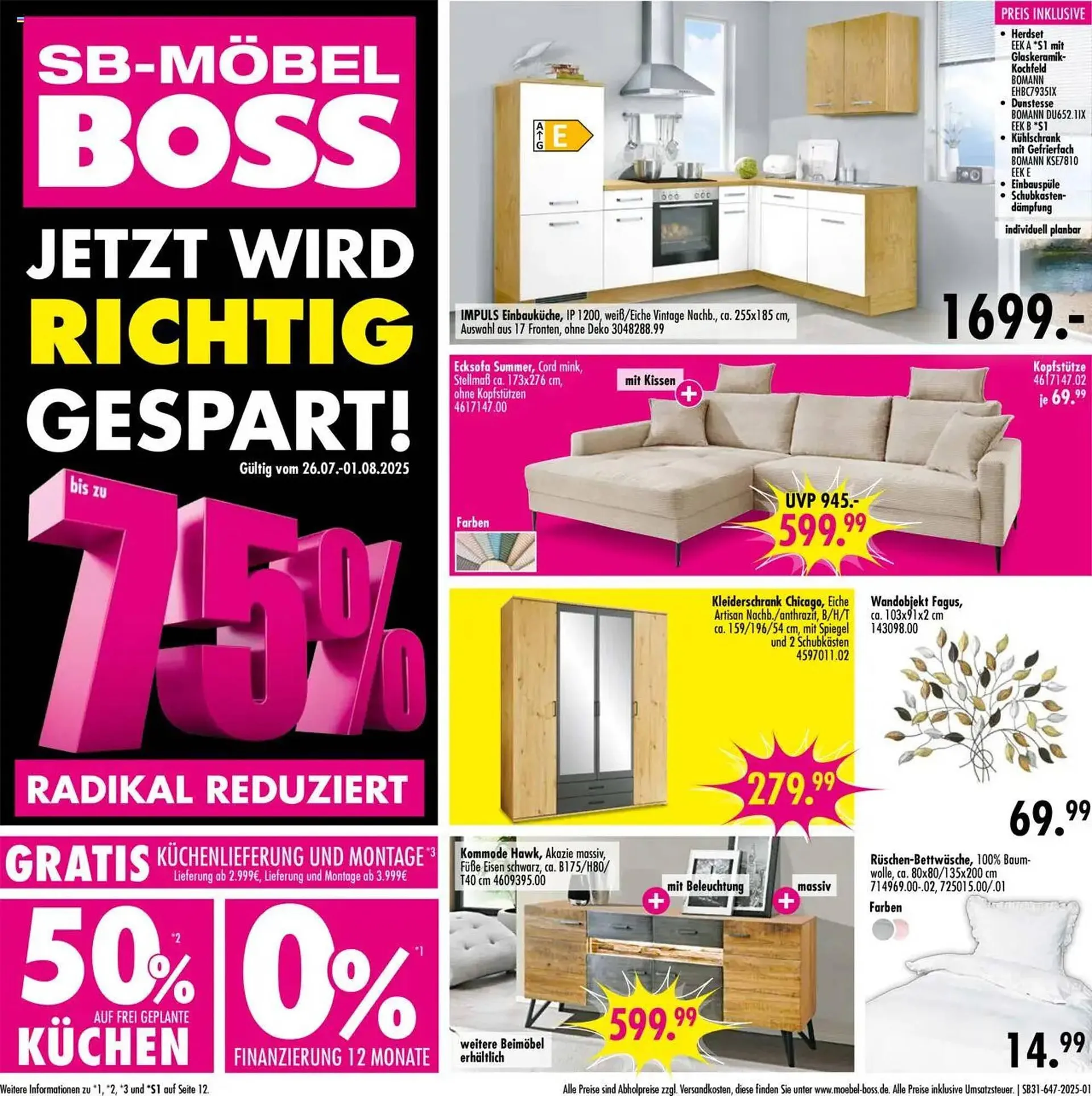 Möbel Boss Prospekt von 26. Juli bis 1. August 2025 - Prospekt seite 1