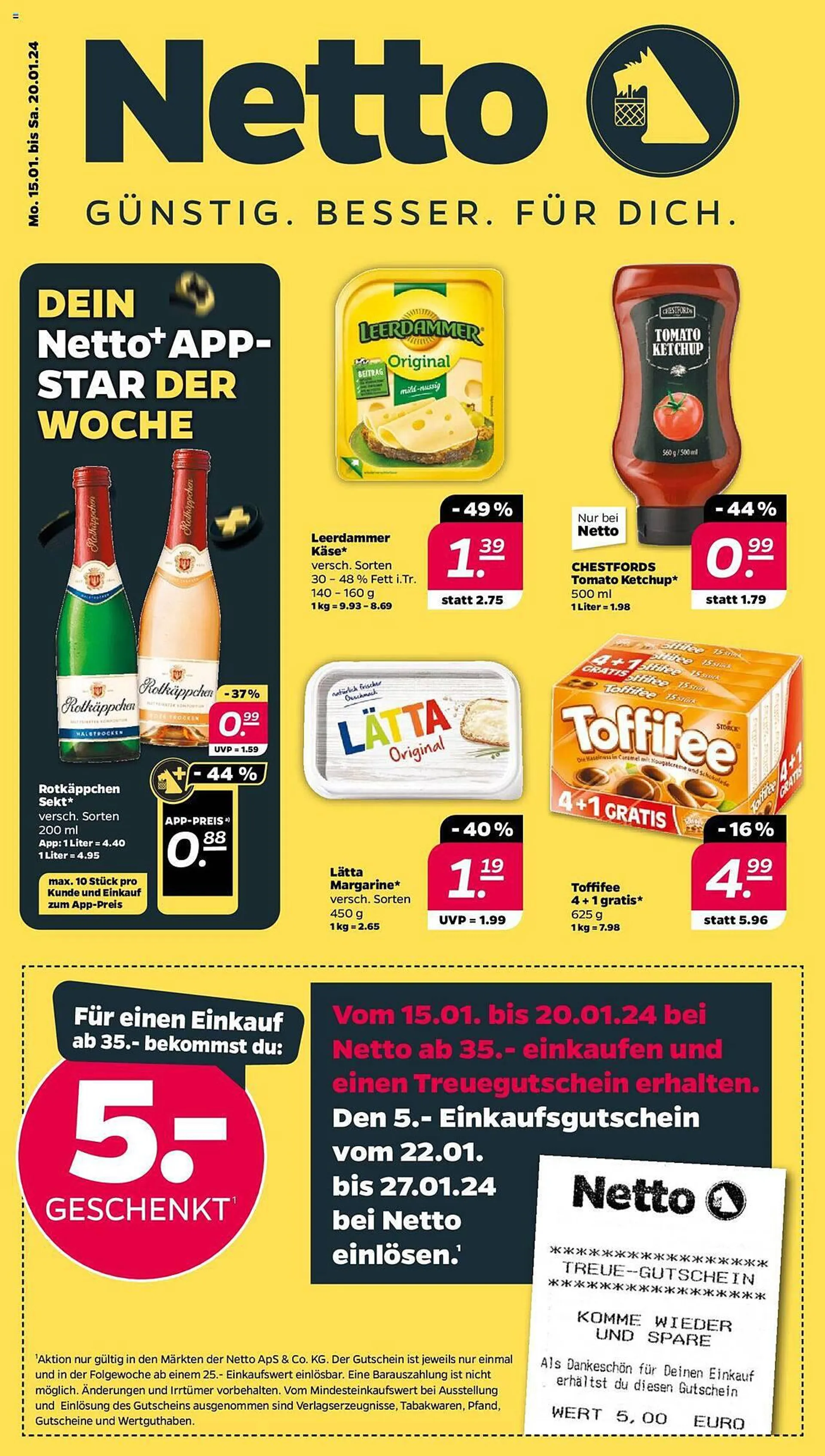 NETTO Prospekt von 15. Januar bis 20. Januar 2024 - Prospekt seite 1