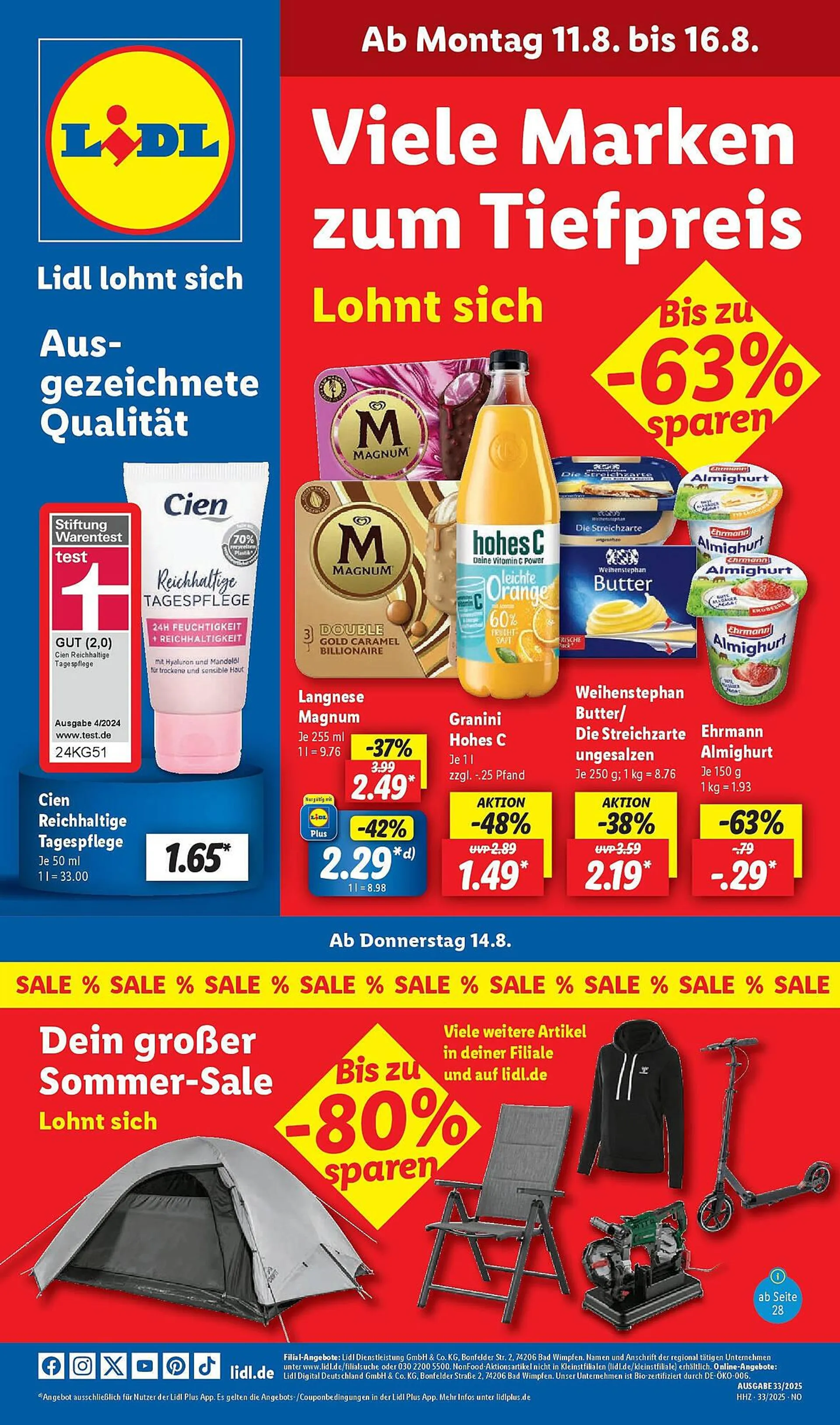 Lidl Prospekt von 11. August bis 16. August 2025 - Prospekt seite 1