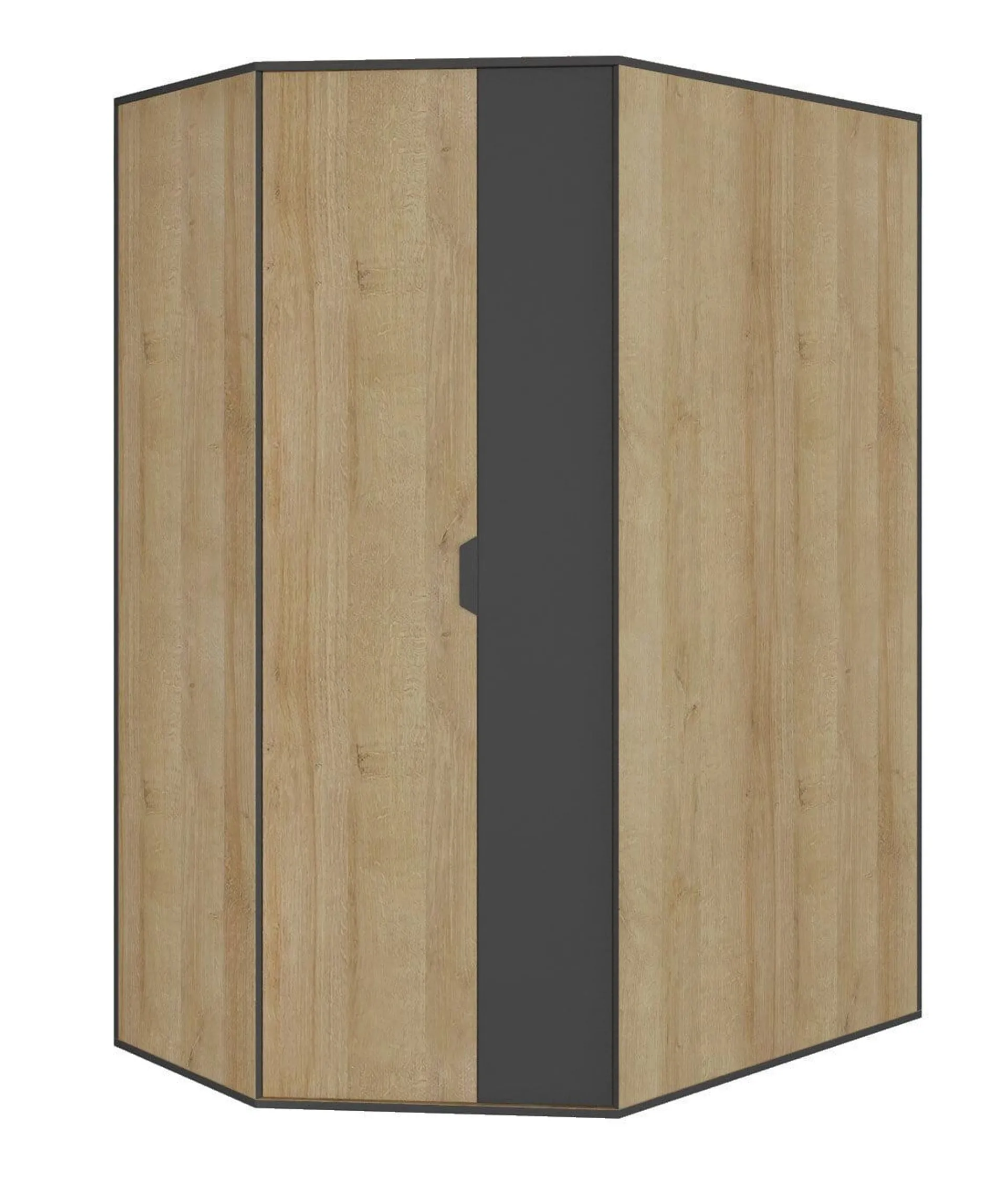 Eckkleiderschrank Nano Riviera Eiche Nachbildung/Grau 145 x 195 x 95 cm