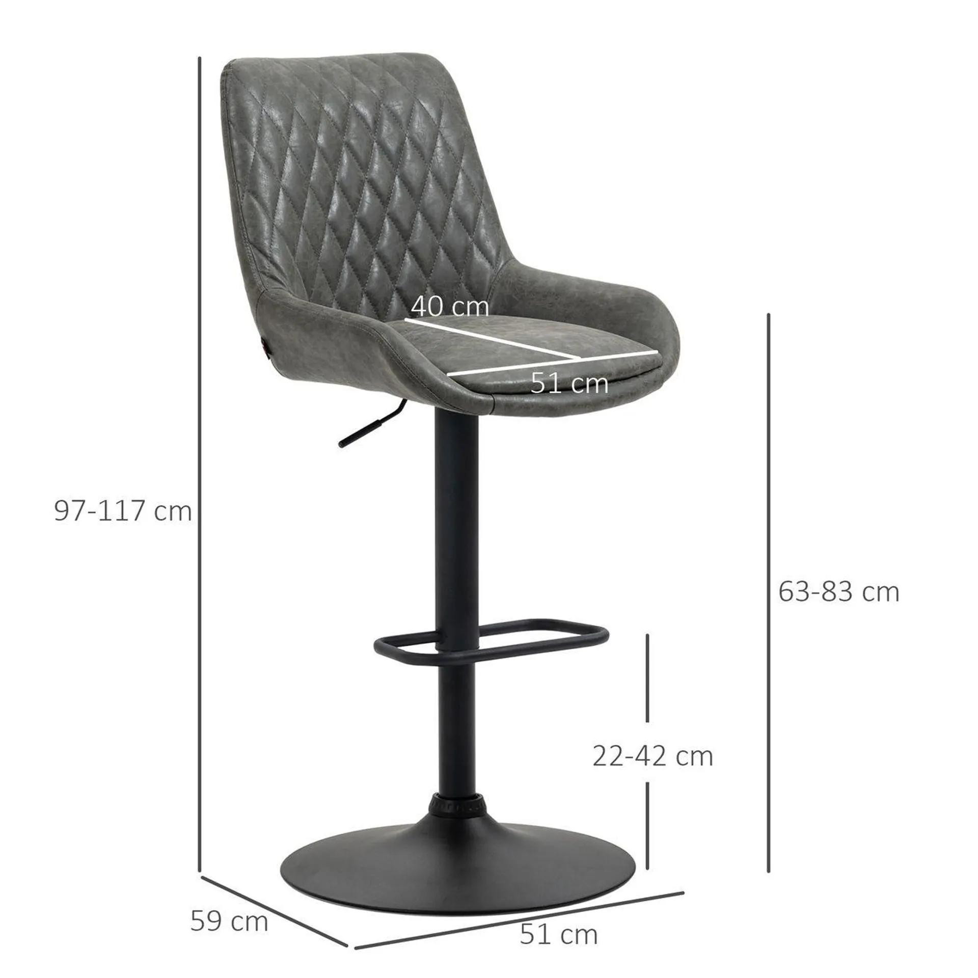 2er-Set Barhocker Barstuhl höhenverstellbar Tresenstuhl mit Fußstütze