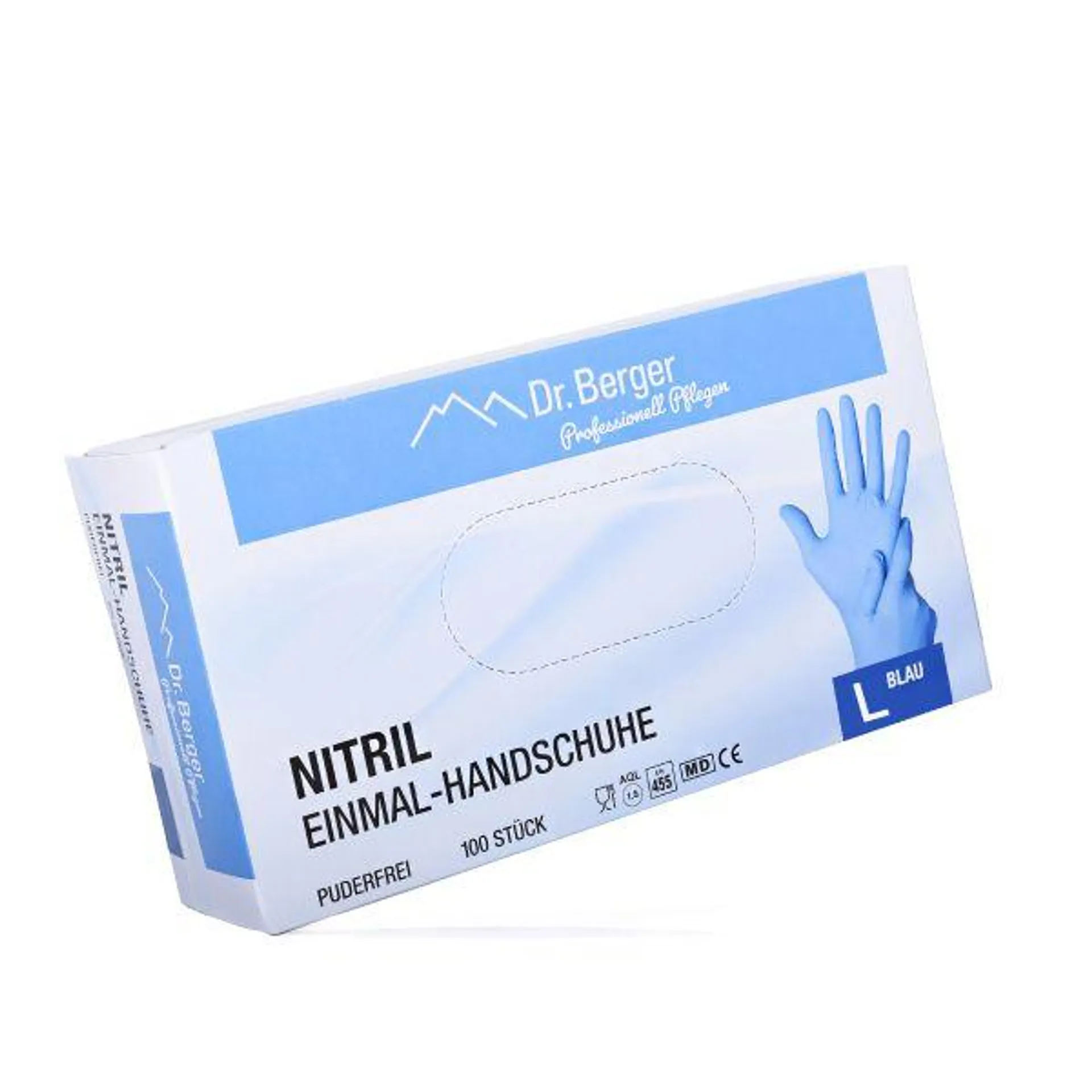 Dr. Berger Nitril Einmalhandschuhe latex- und puderfrei Blau Gr. L