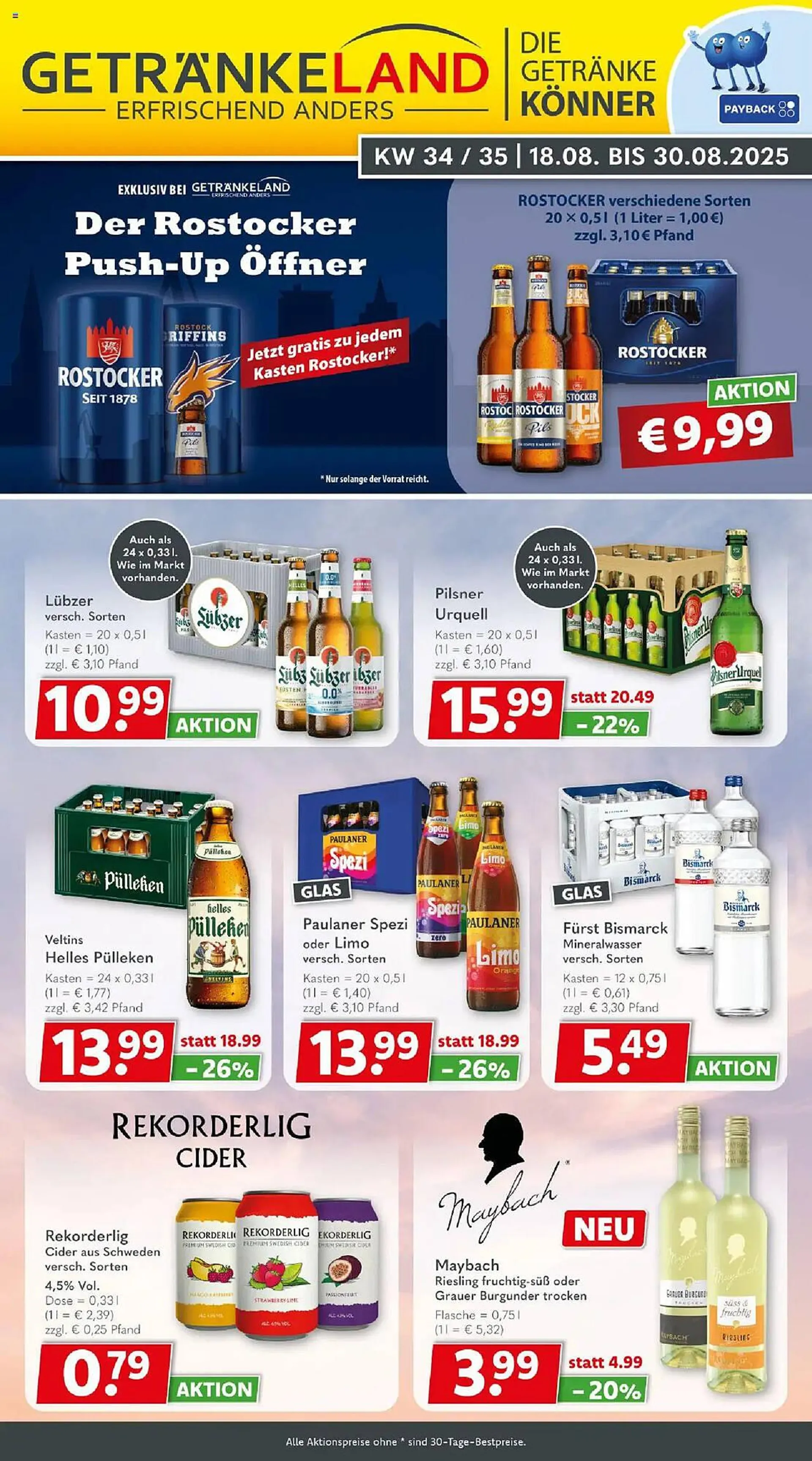 Getränkeland Prospekt von 18. August bis 30. August 2025 - Prospekt seite 1