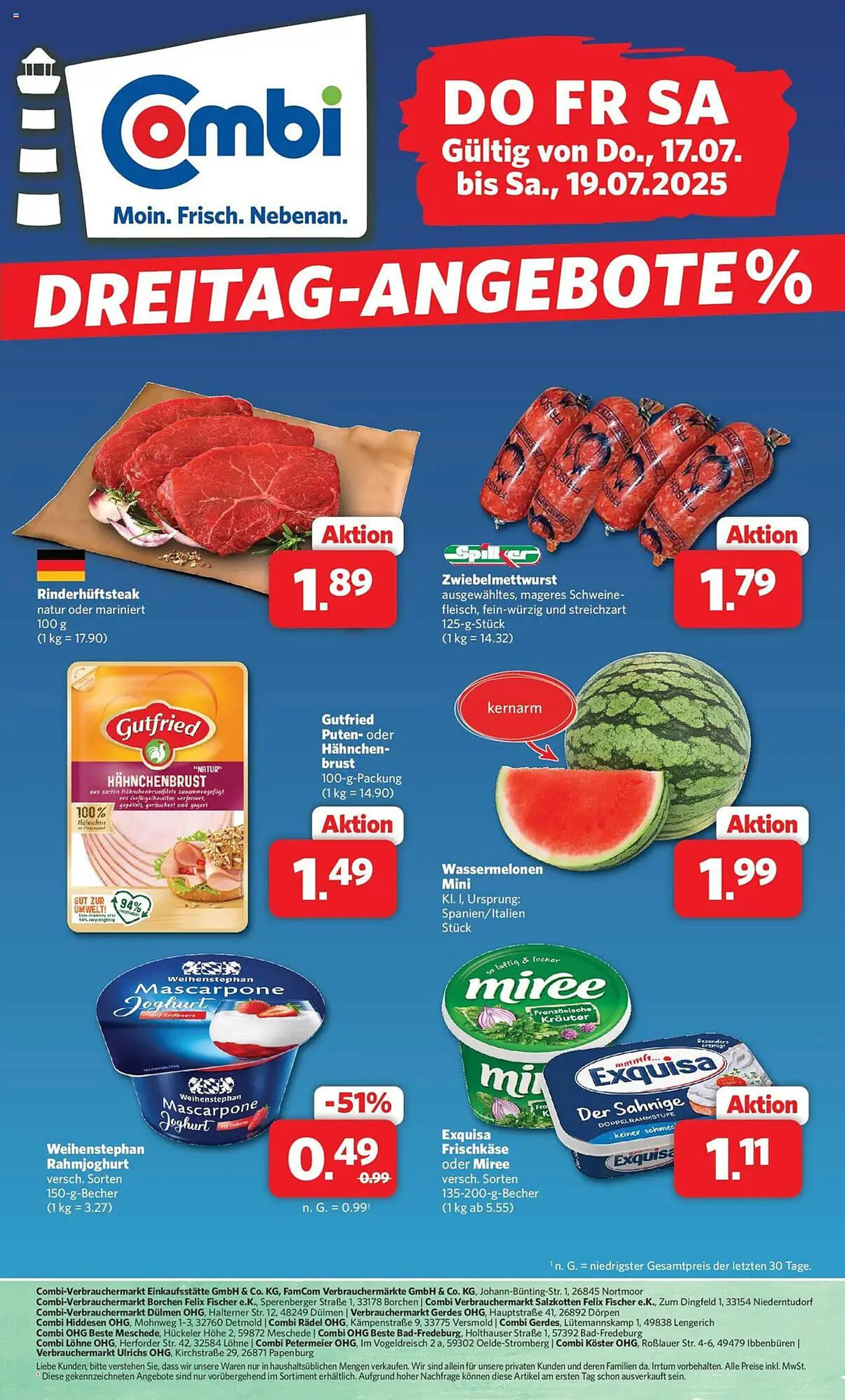 Combi Prospekt von 17. Juli bis 19. Juli 2025 - Prospekt seite 1