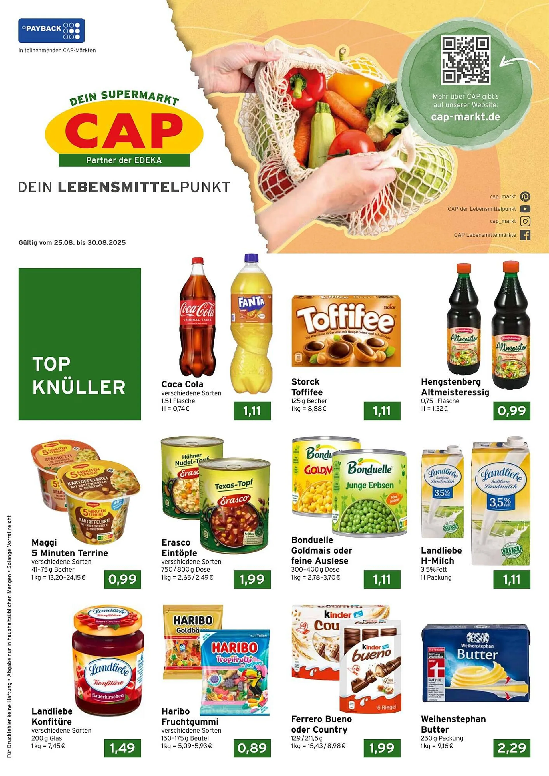 CAP Markt Prospekt von 25. August bis 30. August 2025 - Prospekt seite 1